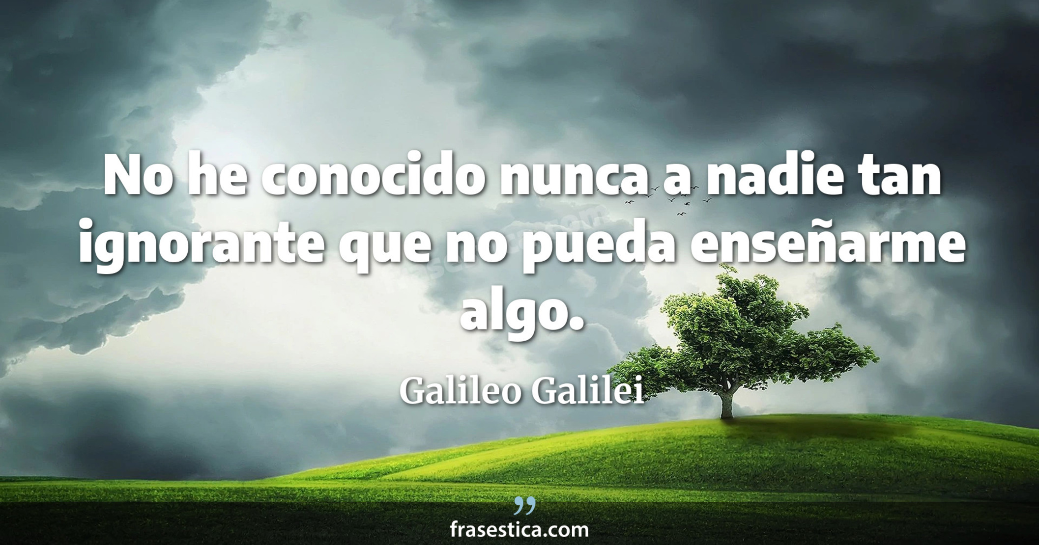 No he conocido nunca a nadie tan ignorante que no pueda enseñarme algo. - Galileo Galilei