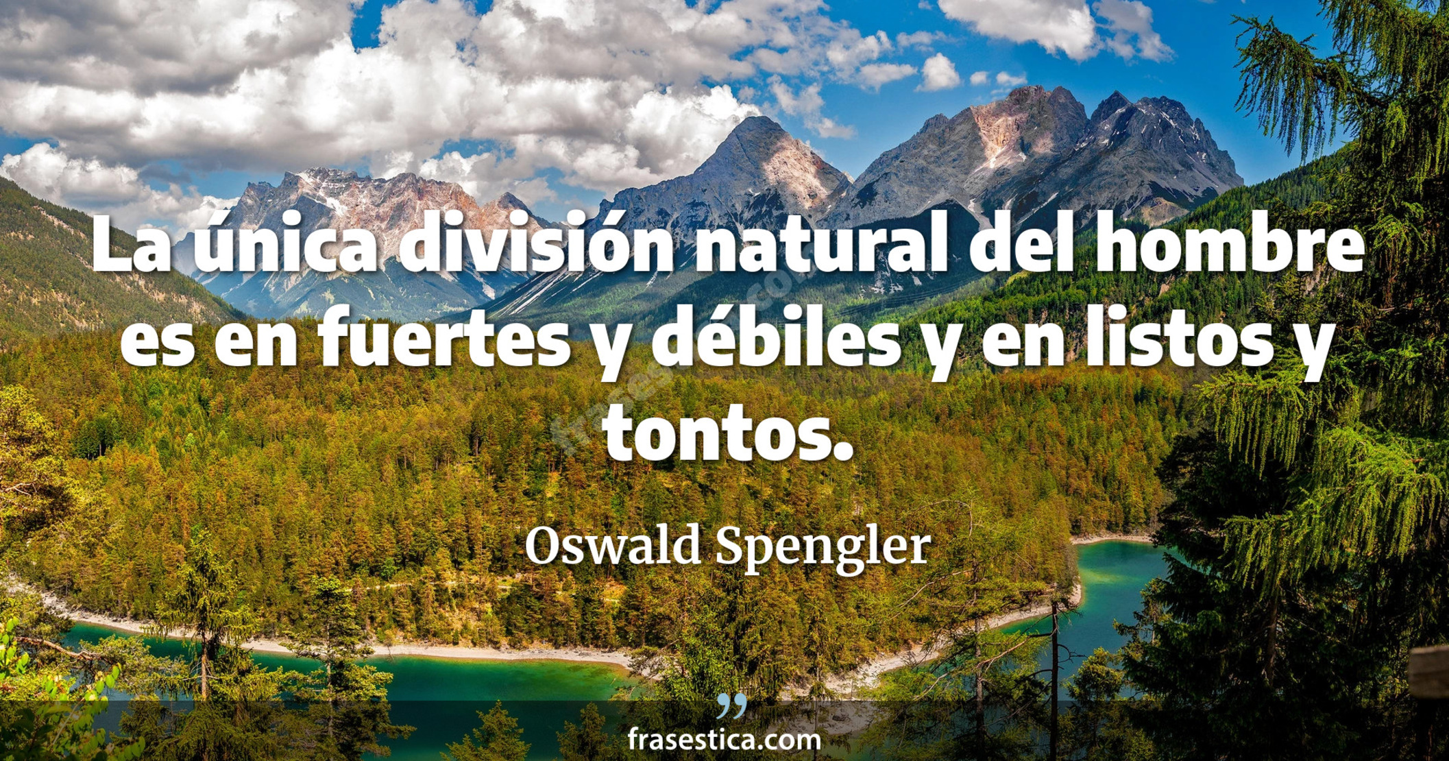 La única división natural del hombre es en fuertes y débiles y en listos y tontos. - Oswald Spengler