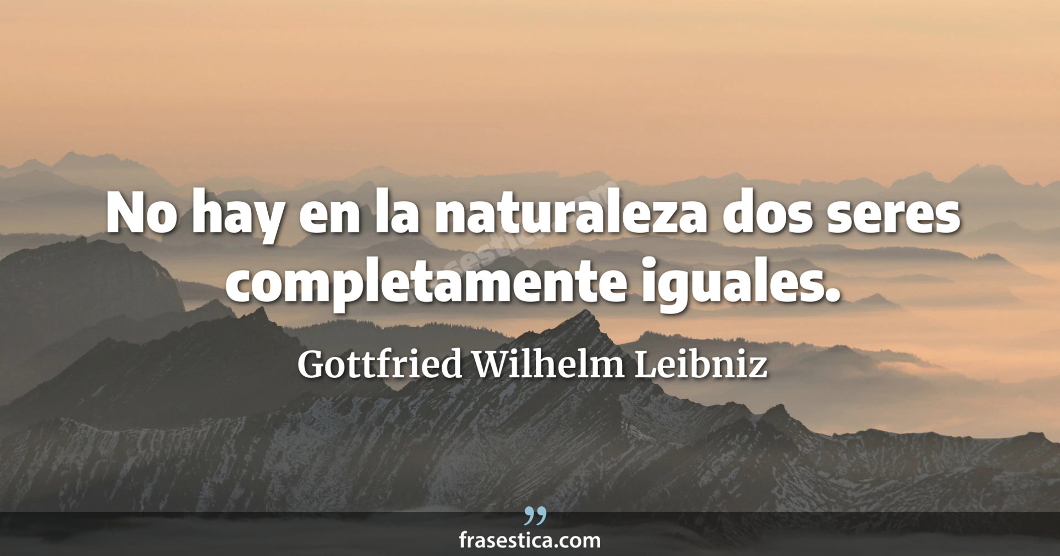 No hay en la naturaleza dos seres completamente iguales. - Gottfried Wilhelm Leibniz
