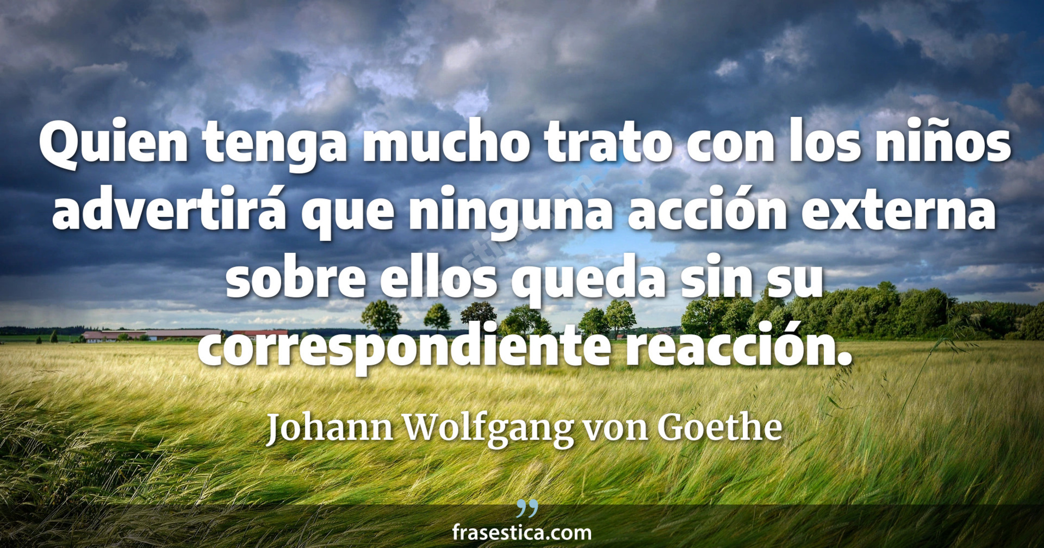 Quien tenga mucho trato con los niños advertirá que ninguna acción externa sobre ellos queda sin su correspondiente reacción. - Johann Wolfgang von Goethe