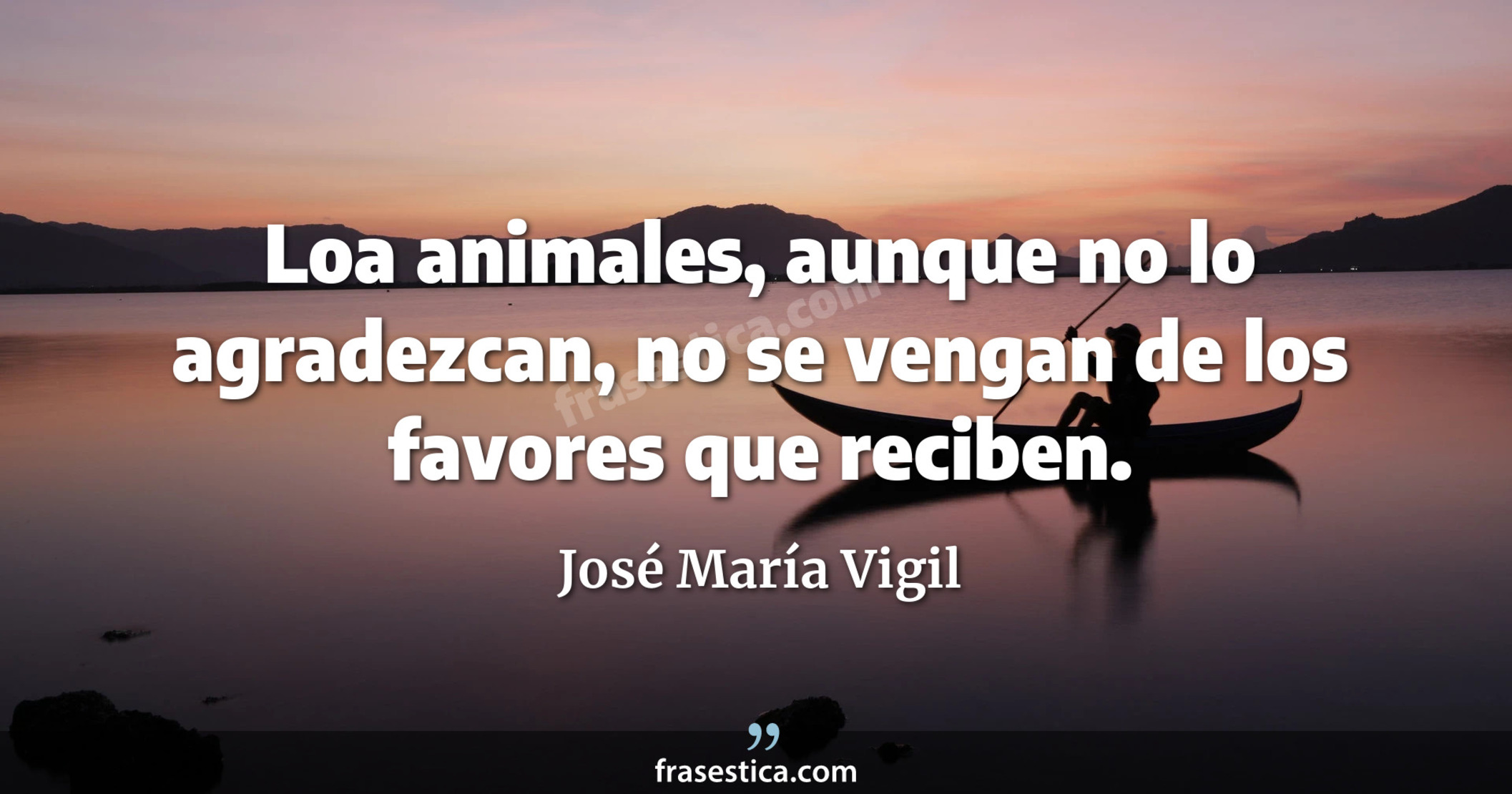 Loa animales, aunque no lo agradezcan, no se vengan de los favores que reciben. - José María Vigil