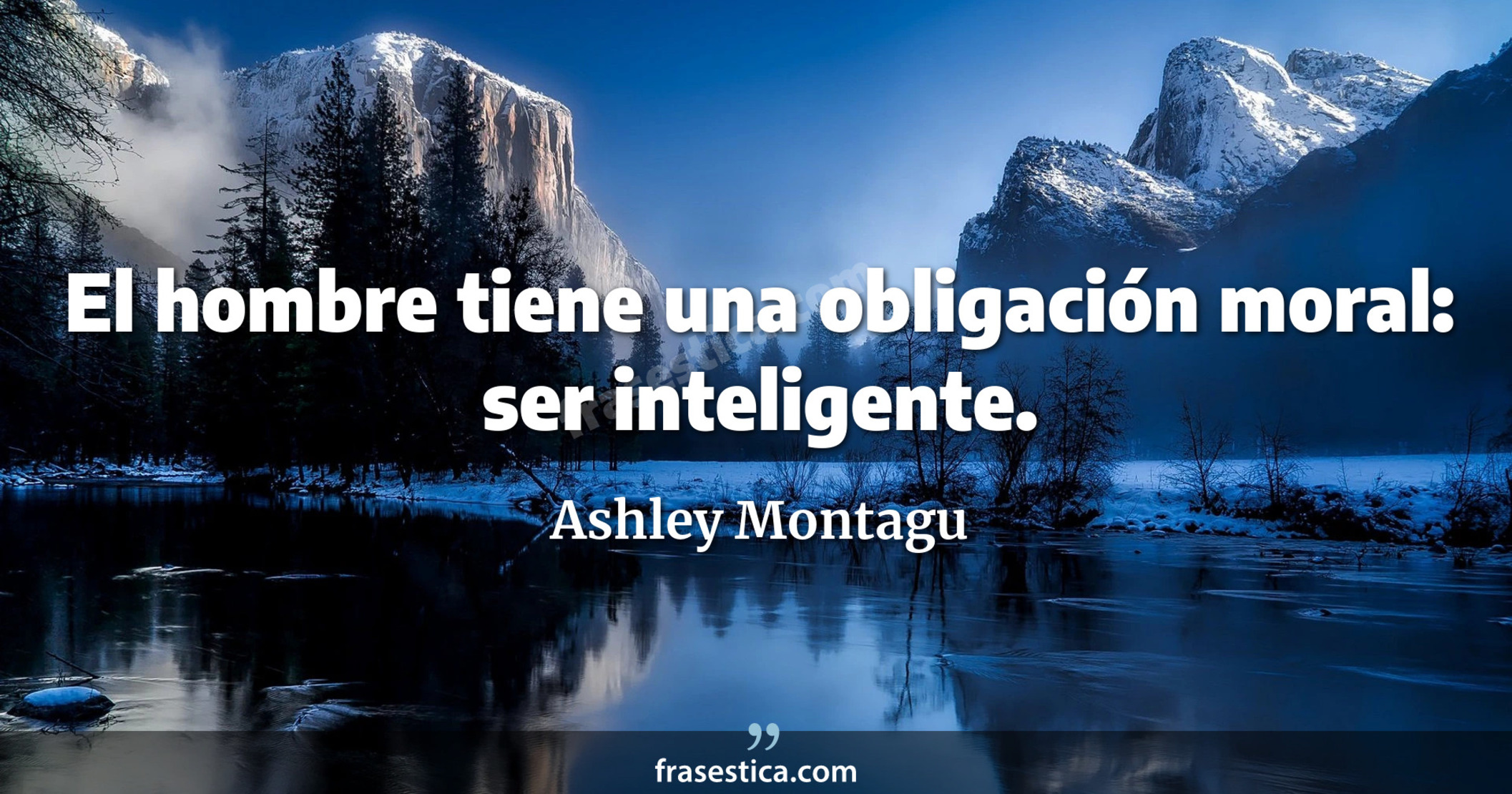 El hombre tiene una obligación moral: ser inteligente. - Ashley Montagu