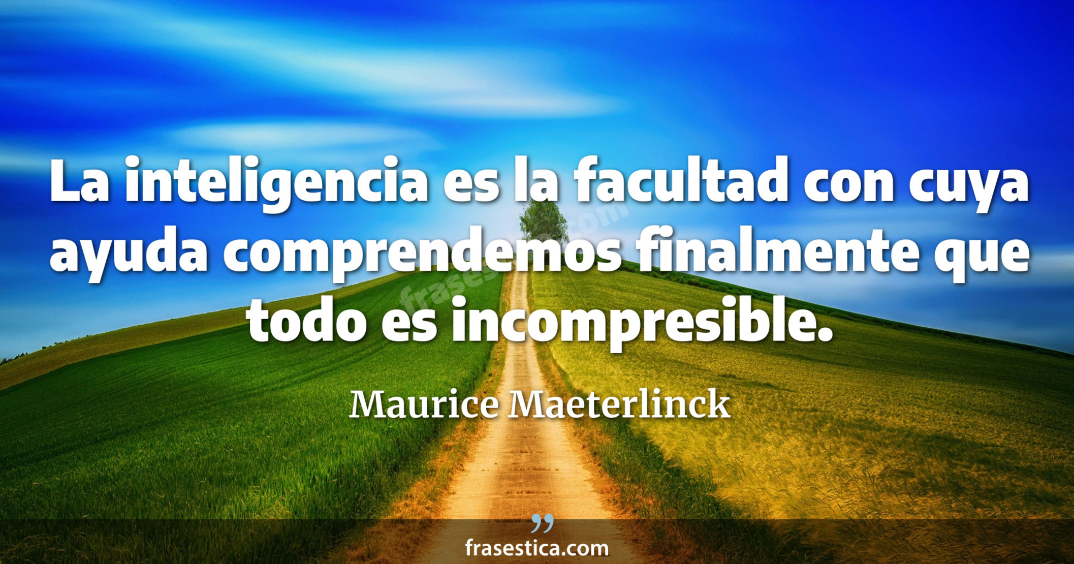 La inteligencia es la facultad con cuya ayuda comprendemos finalmente que todo es incompresible. - Maurice Maeterlinck