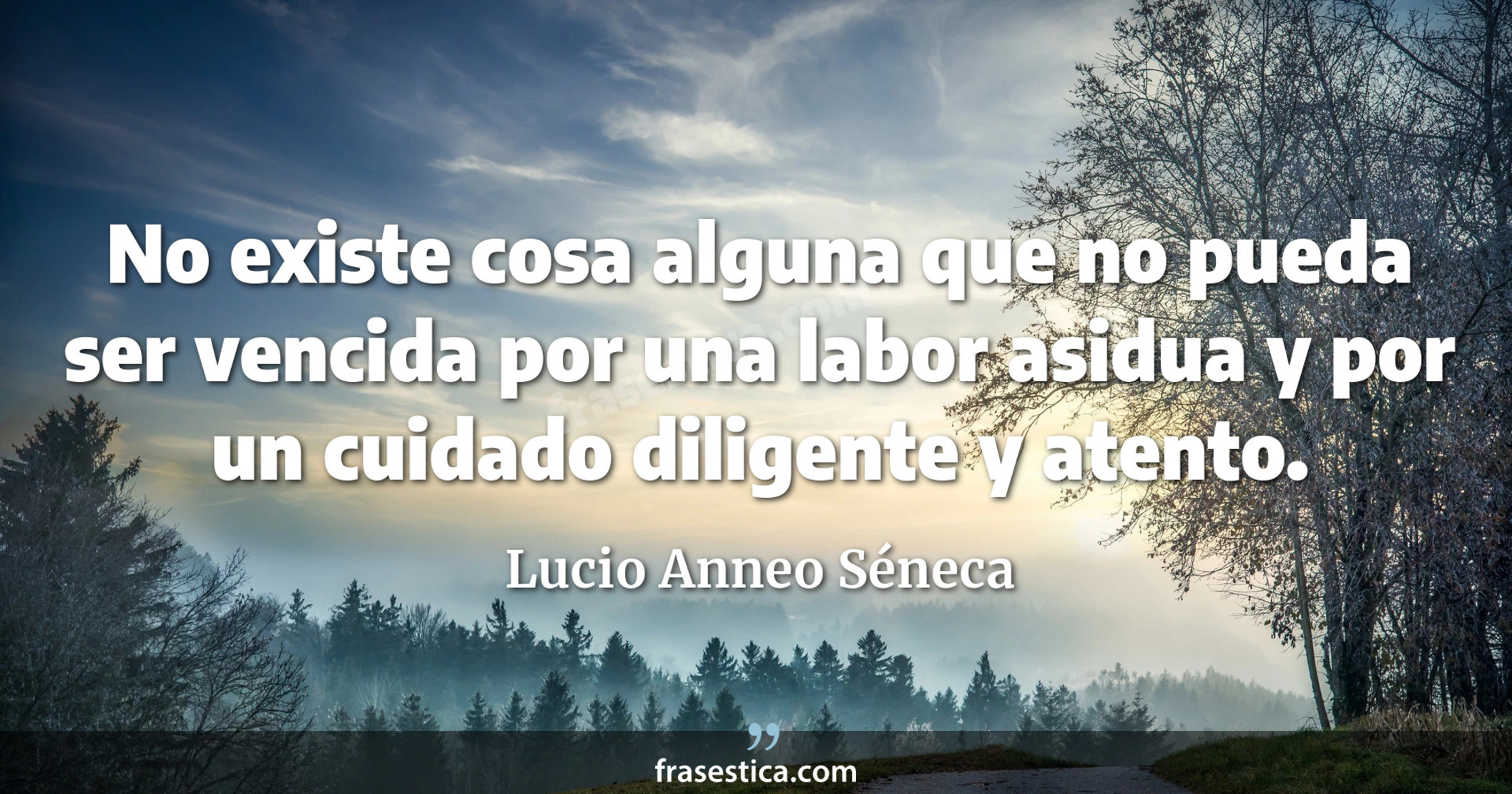 No existe cosa alguna que no pueda ser vencida por una labor asidua y por un cuidado diligente y atento. - Lucio Anneo Séneca