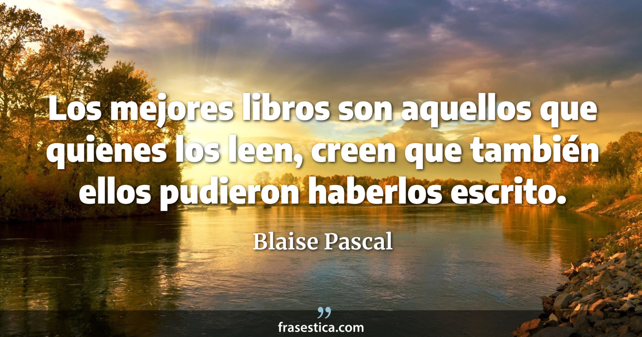 Los mejores libros son aquellos que quienes los leen, creen que también ellos pudieron haberlos escrito. - Blaise Pascal