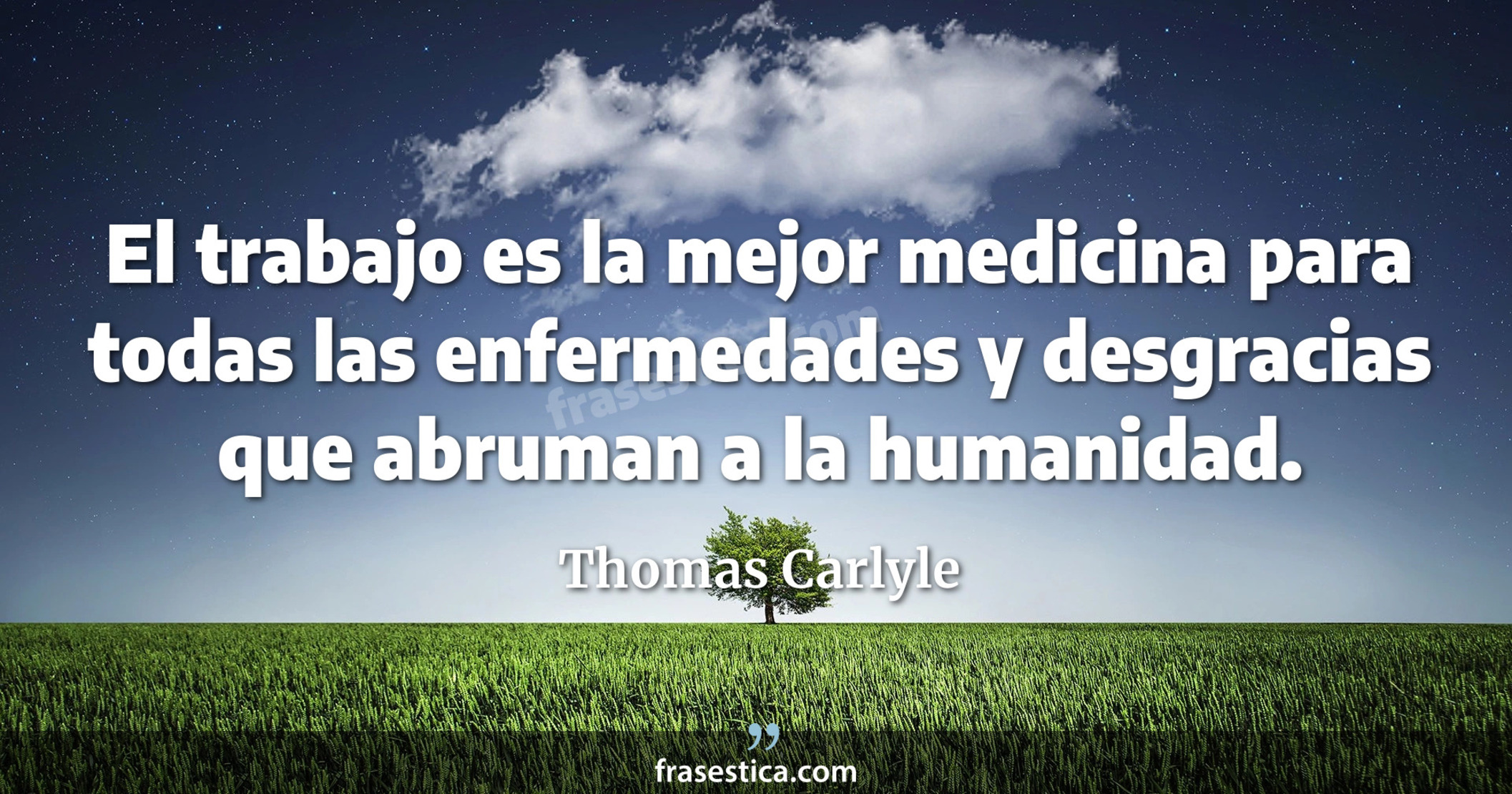 El trabajo es la mejor medicina para todas las enfermedades y desgracias que abruman a la humanidad. - Thomas Carlyle