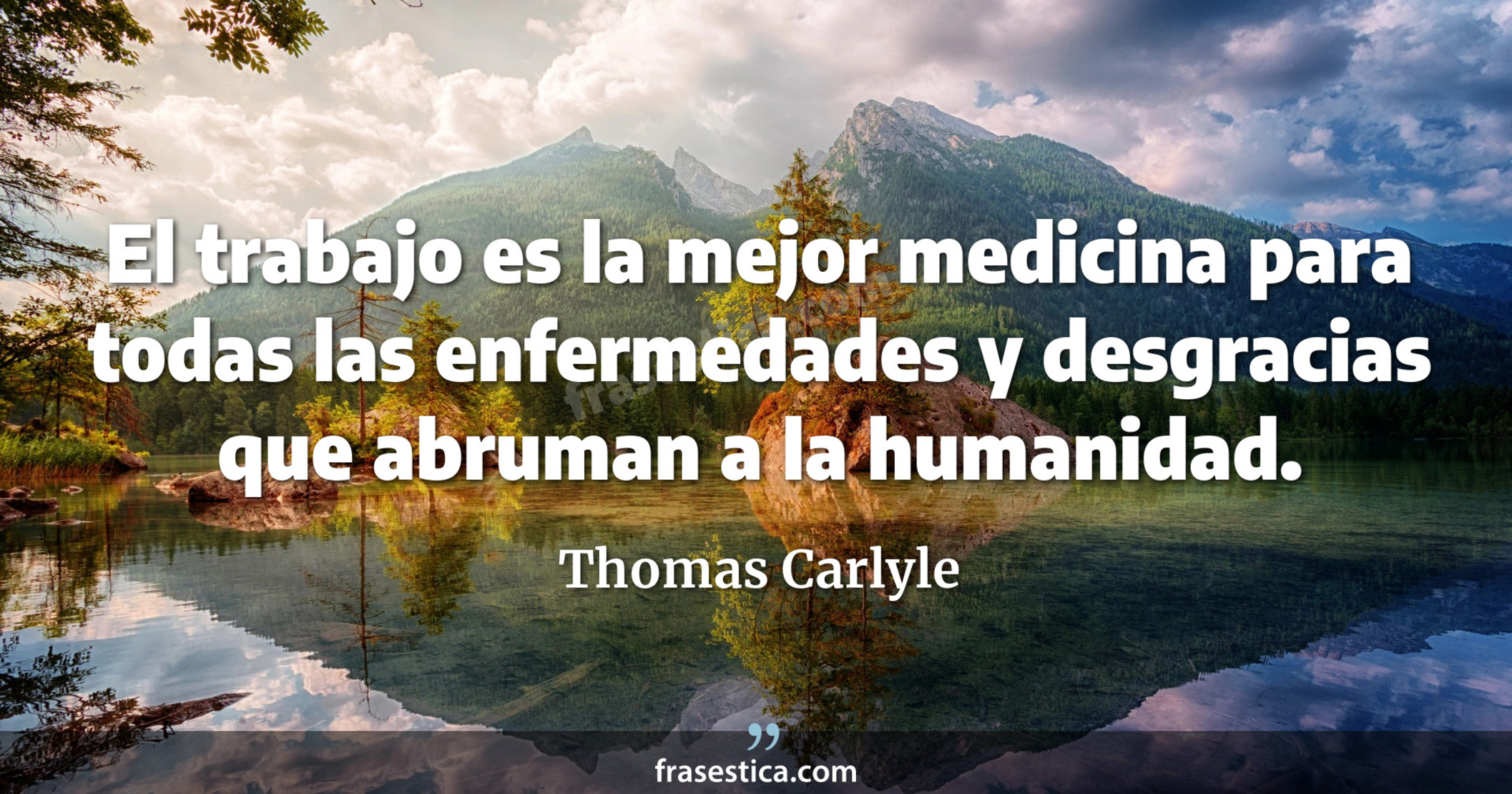 El trabajo es la mejor medicina para todas las enfermedades y desgracias que abruman a la humanidad. - Thomas Carlyle