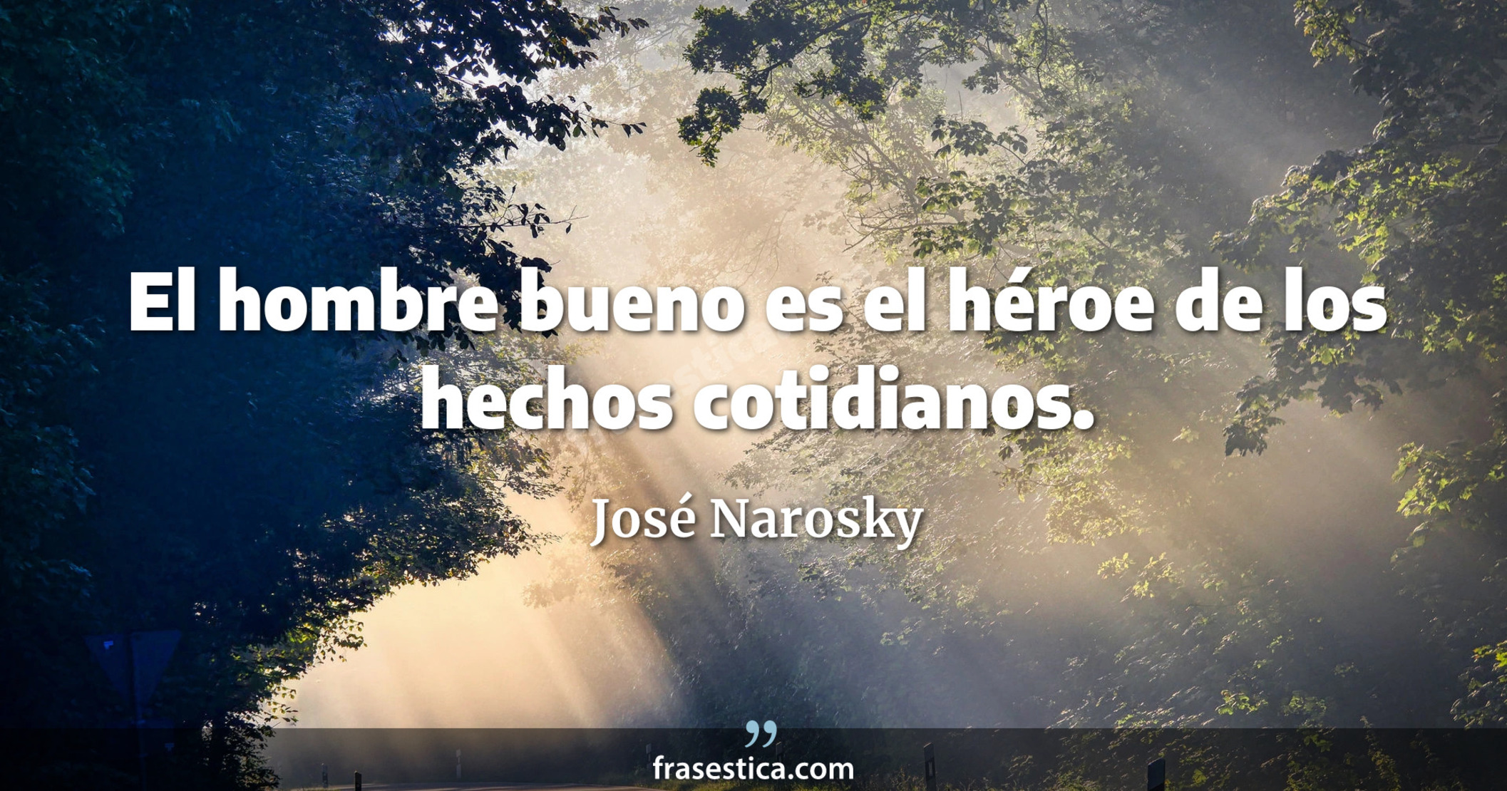 El hombre bueno es el héroe de los hechos cotidianos. - José Narosky