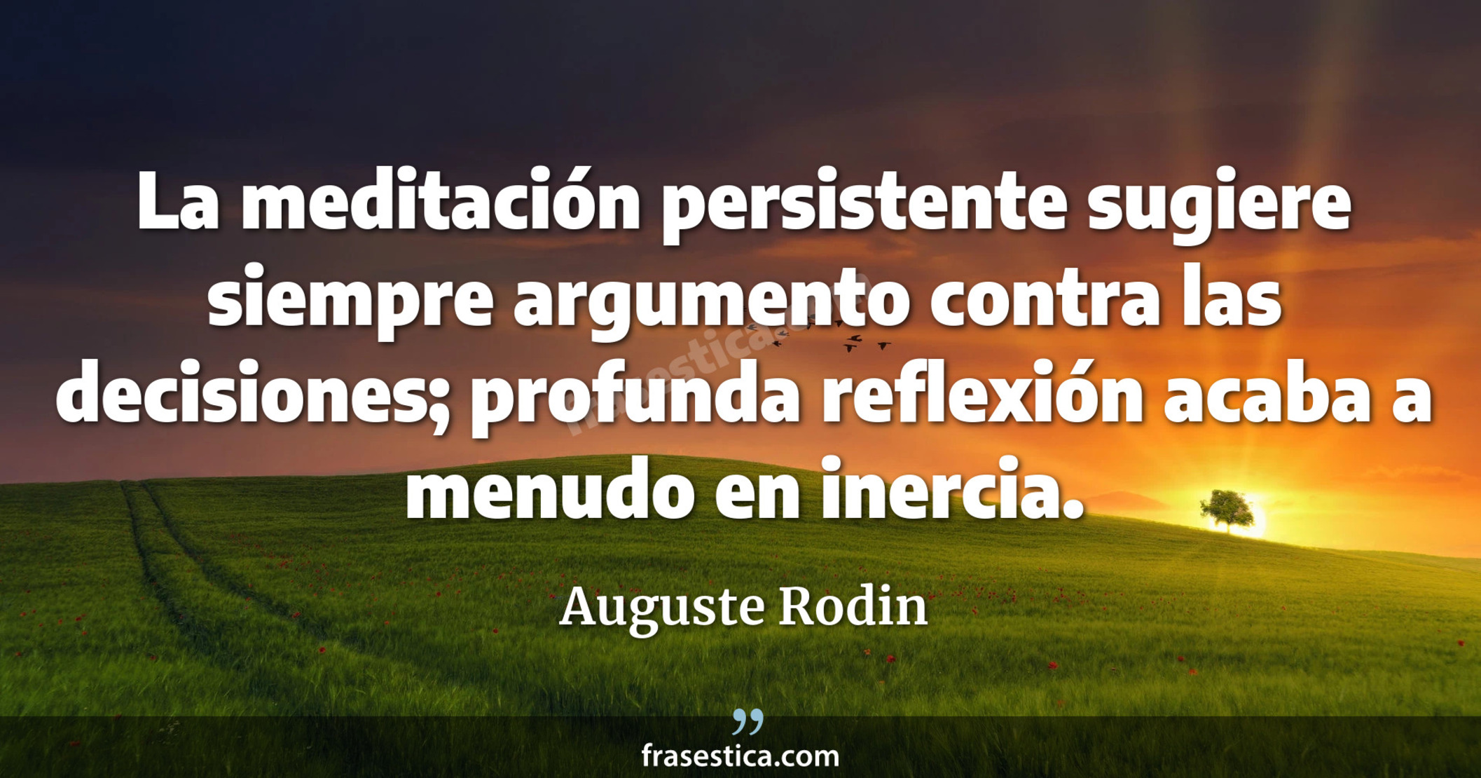 La meditación persistente sugiere siempre argumento contra las decisiones; profunda reflexión acaba a menudo en inercia. - Auguste Rodin