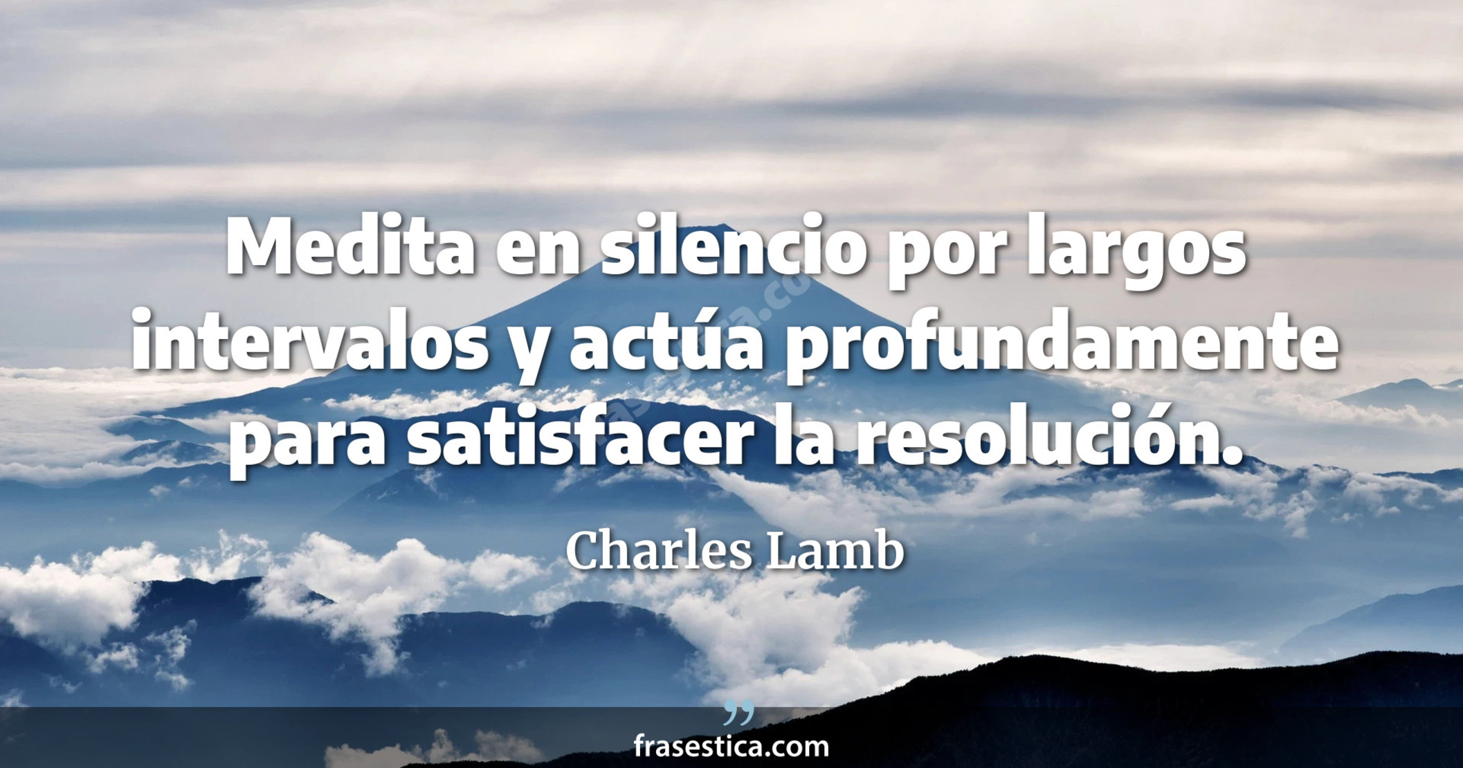 Medita en silencio por largos intervalos y actúa profundamente para satisfacer la resolución. - Charles Lamb