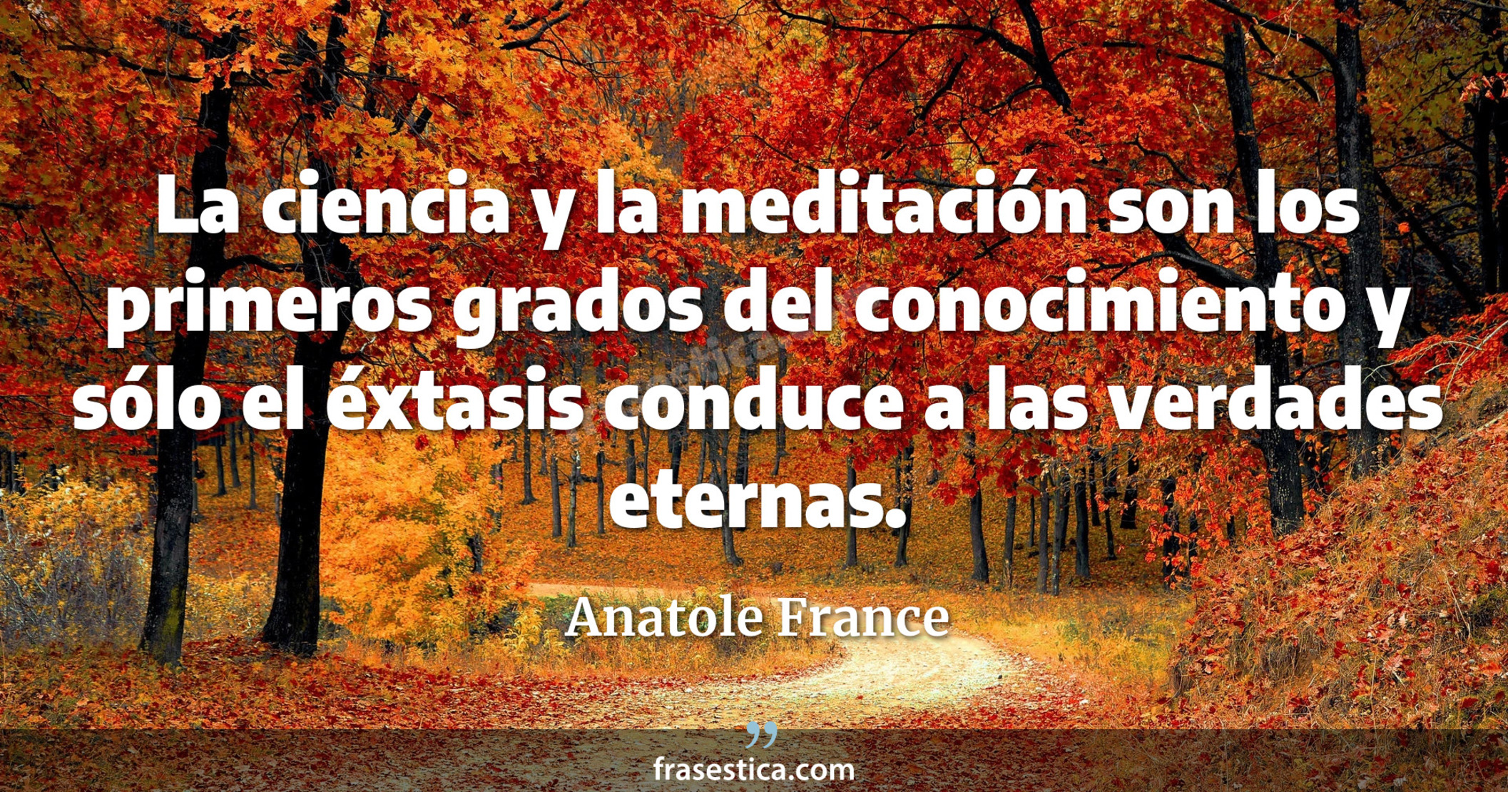 La ciencia y la meditación son los primeros grados del conocimiento y sólo el éxtasis conduce a las verdades eternas. - Anatole France