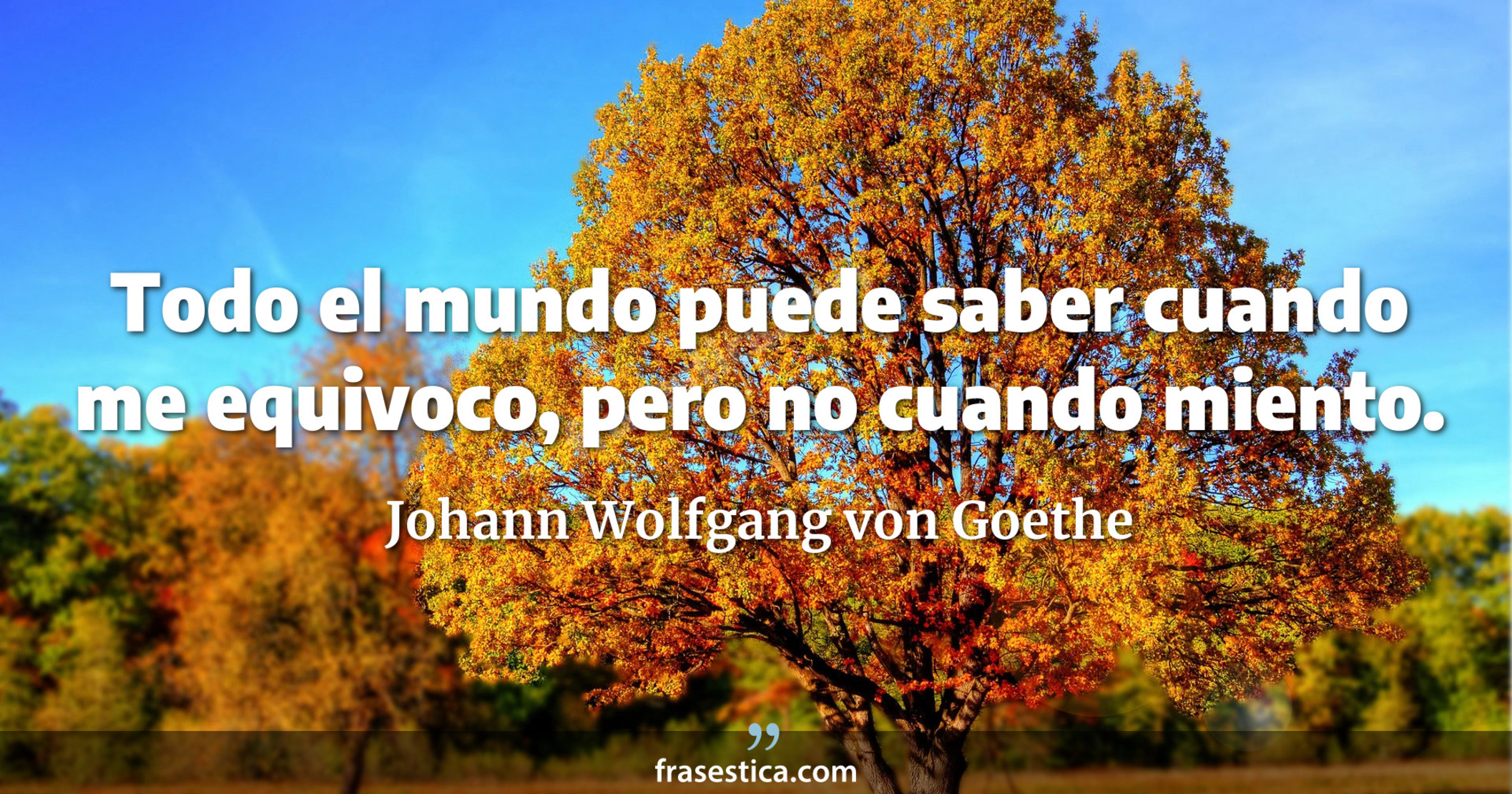 Todo el mundo puede saber cuando me equivoco, pero no cuando miento. - Johann Wolfgang von Goethe