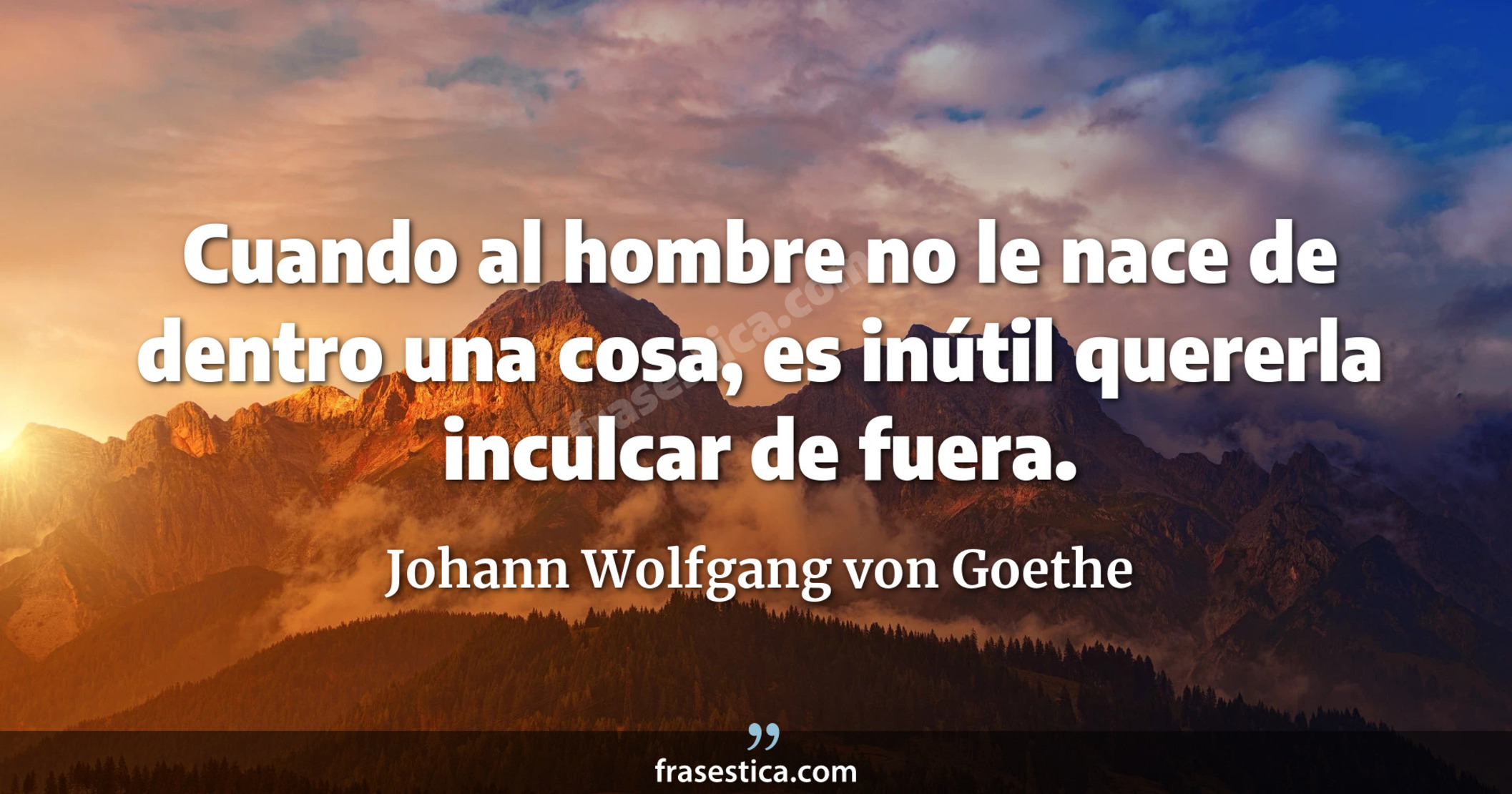 Cuando al hombre no le nace de dentro una cosa, es inútil quererla inculcar de fuera. - Johann Wolfgang von Goethe