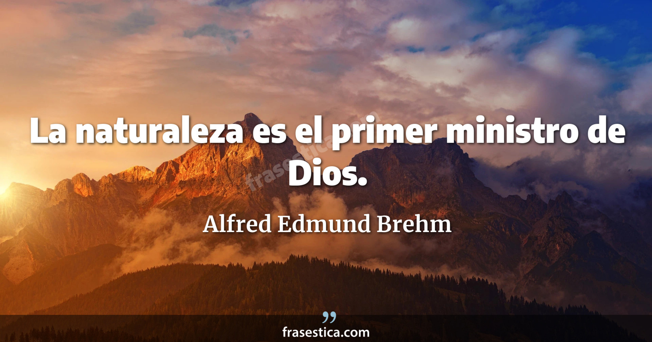 La naturaleza es el primer ministro de Dios. - Alfred Edmund Brehm