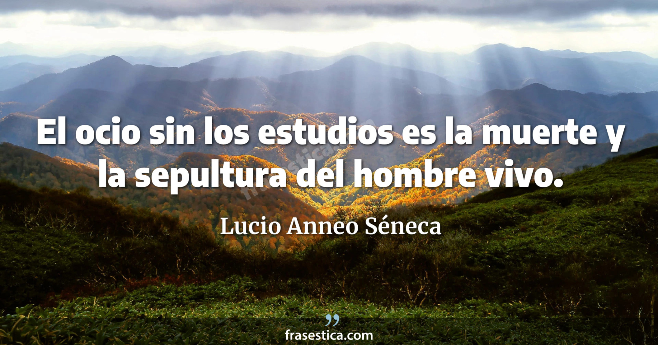 El ocio sin los estudios es la muerte y la sepultura del hombre vivo. - Lucio Anneo Séneca