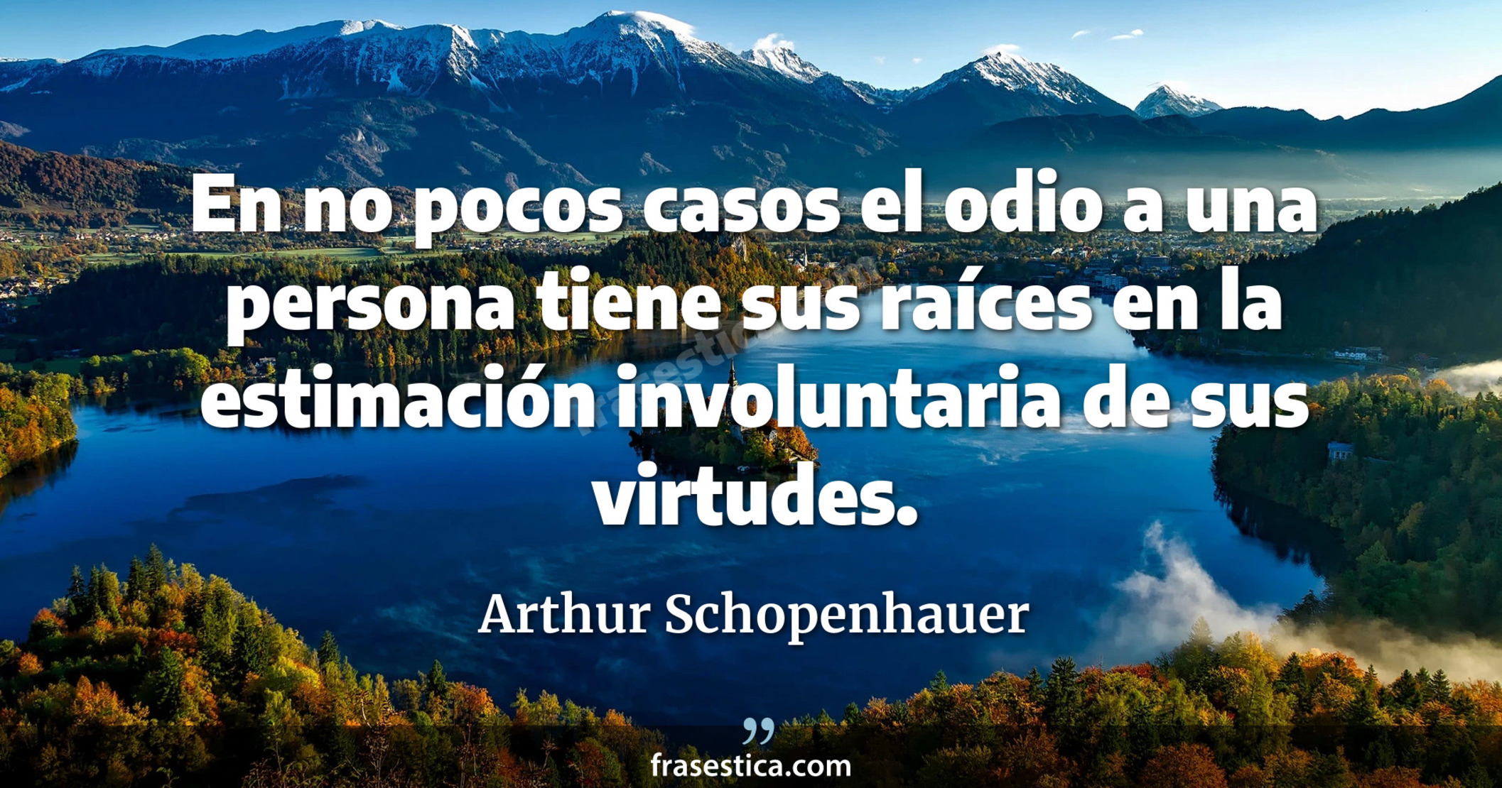 En no pocos casos el odio a una persona tiene sus raíces en la estimación involuntaria de sus virtudes. - Arthur Schopenhauer