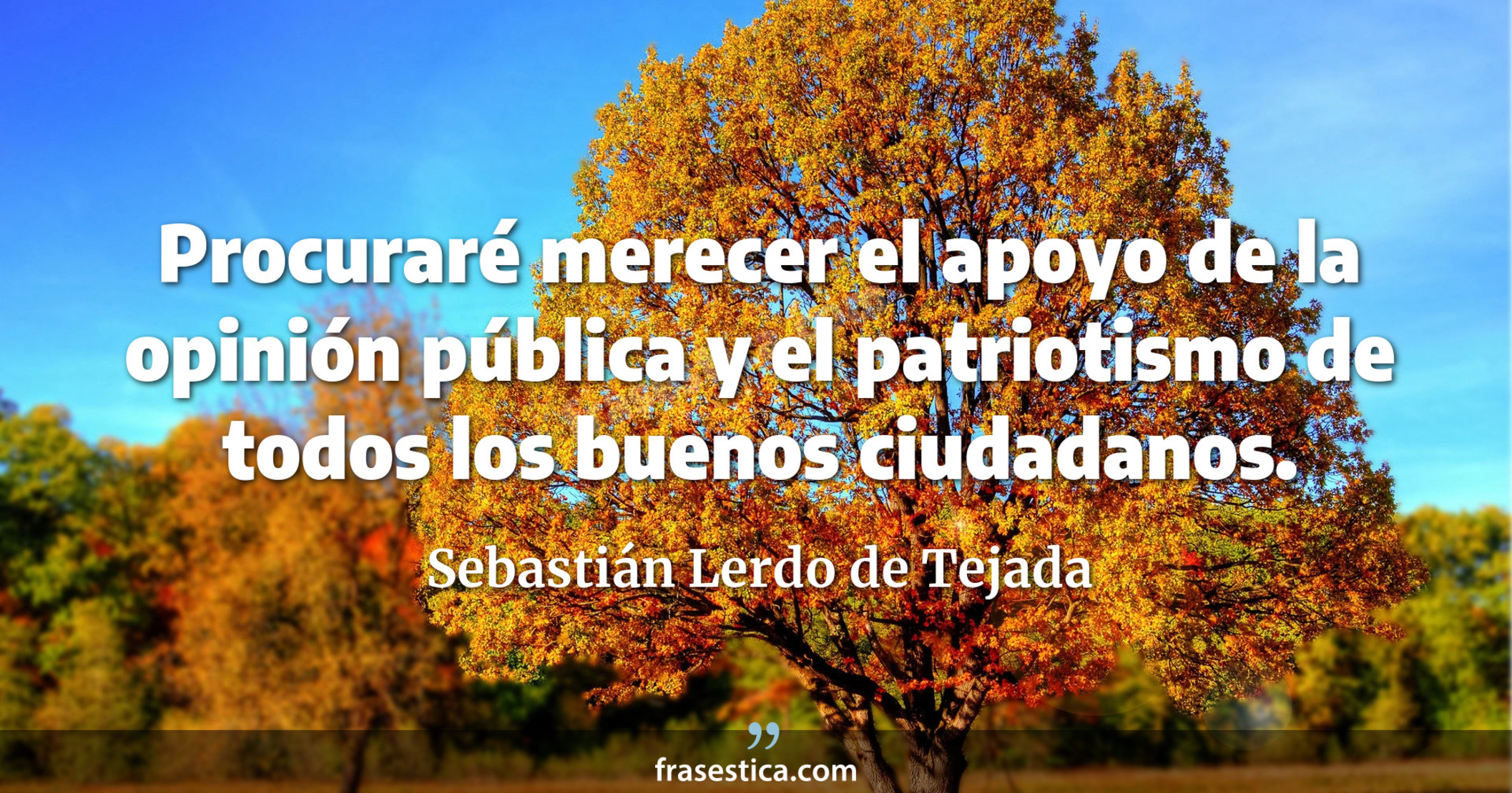 Procuraré merecer el apoyo de la opinión pública y el patriotismo de todos los buenos ciudadanos. - Sebastián Lerdo de Tejada