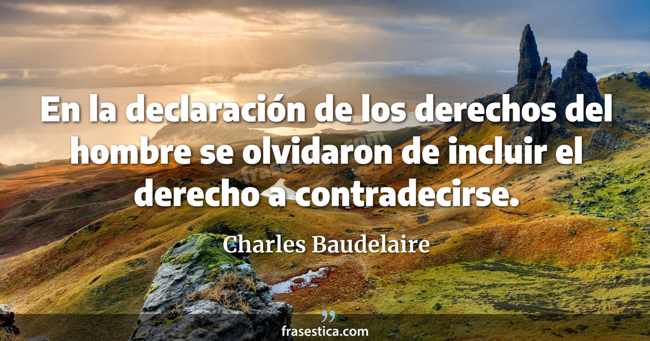 En la declaración de los derechos del hombre se olvidaron de incluir el derecho a contradecirse. - Charles Baudelaire