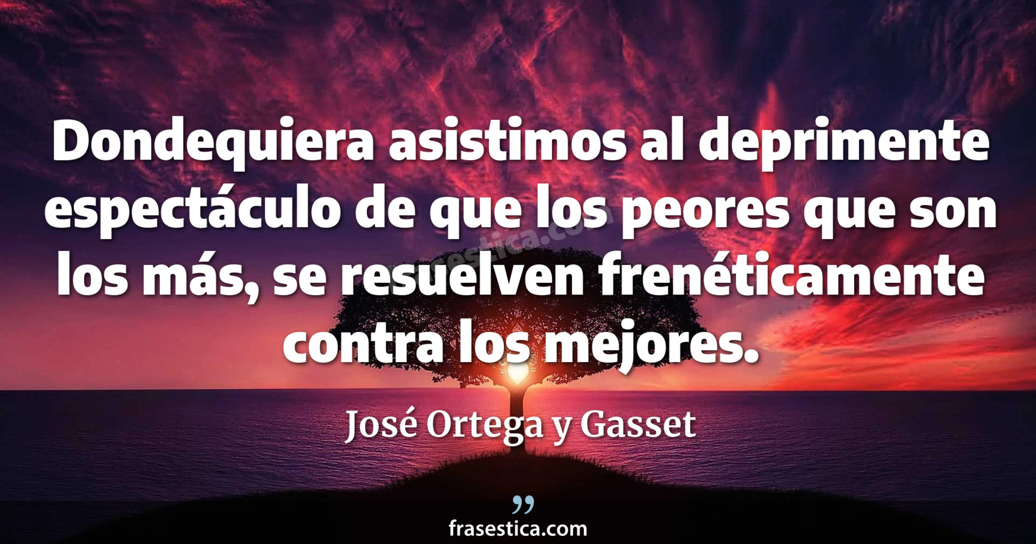 Dondequiera asistimos al deprimente espectáculo de que los peores que son los más, se resuelven frenéticamente contra los mejores. - José Ortega y Gasset