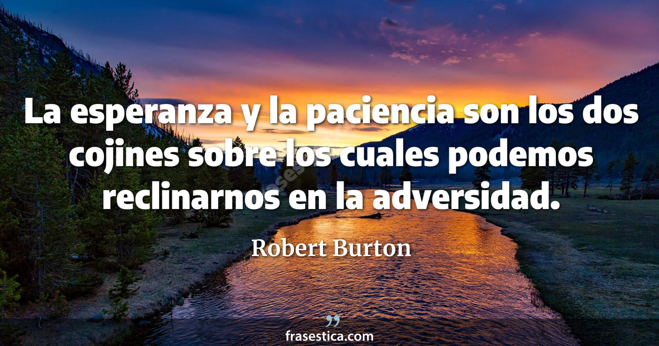 La esperanza y la paciencia son los dos cojines sobre los cuales podemos reclinarnos en la adversidad. - Robert Burton