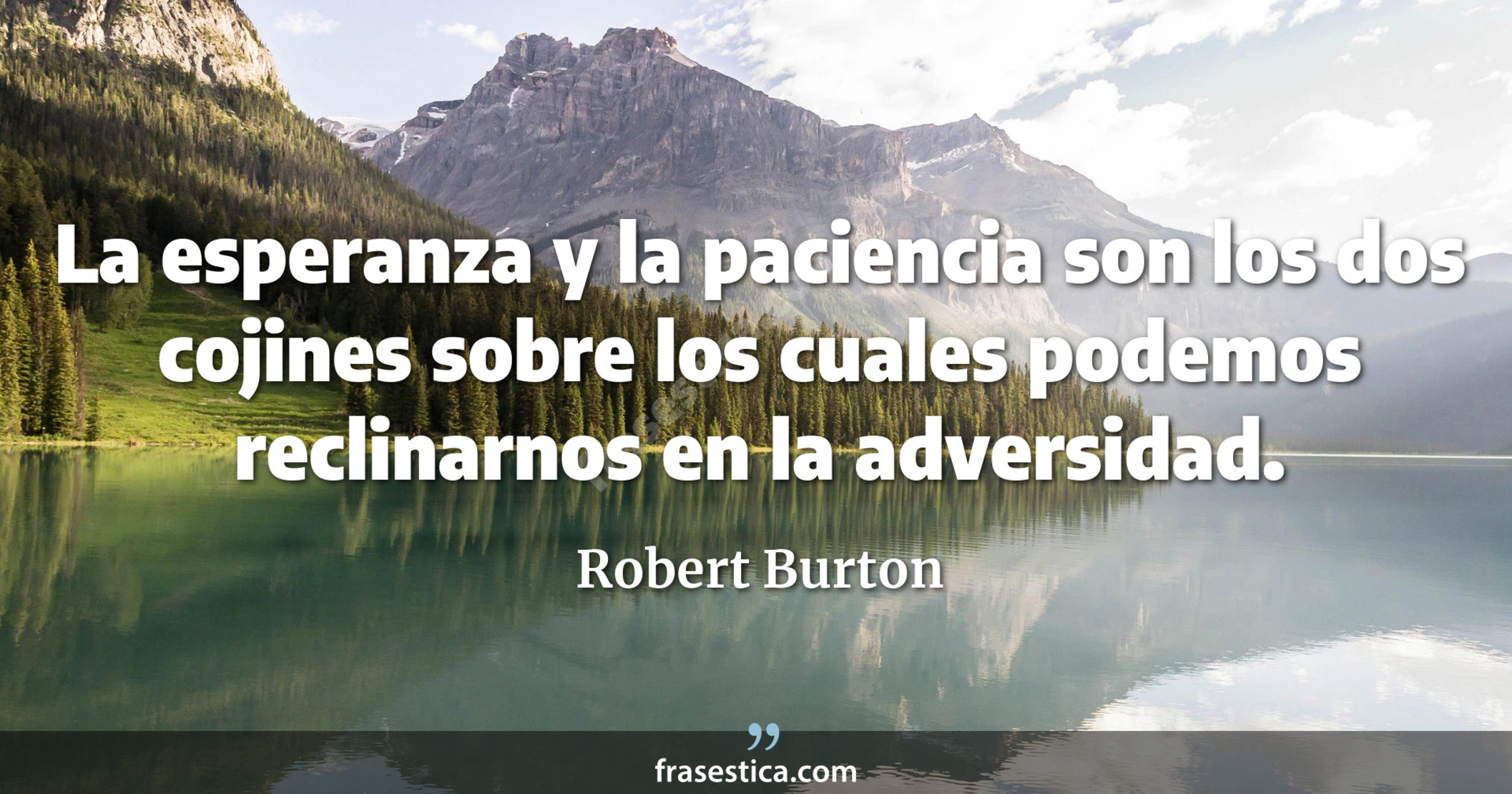 La esperanza y la paciencia son los dos cojines sobre los cuales podemos reclinarnos en la adversidad. - Robert Burton