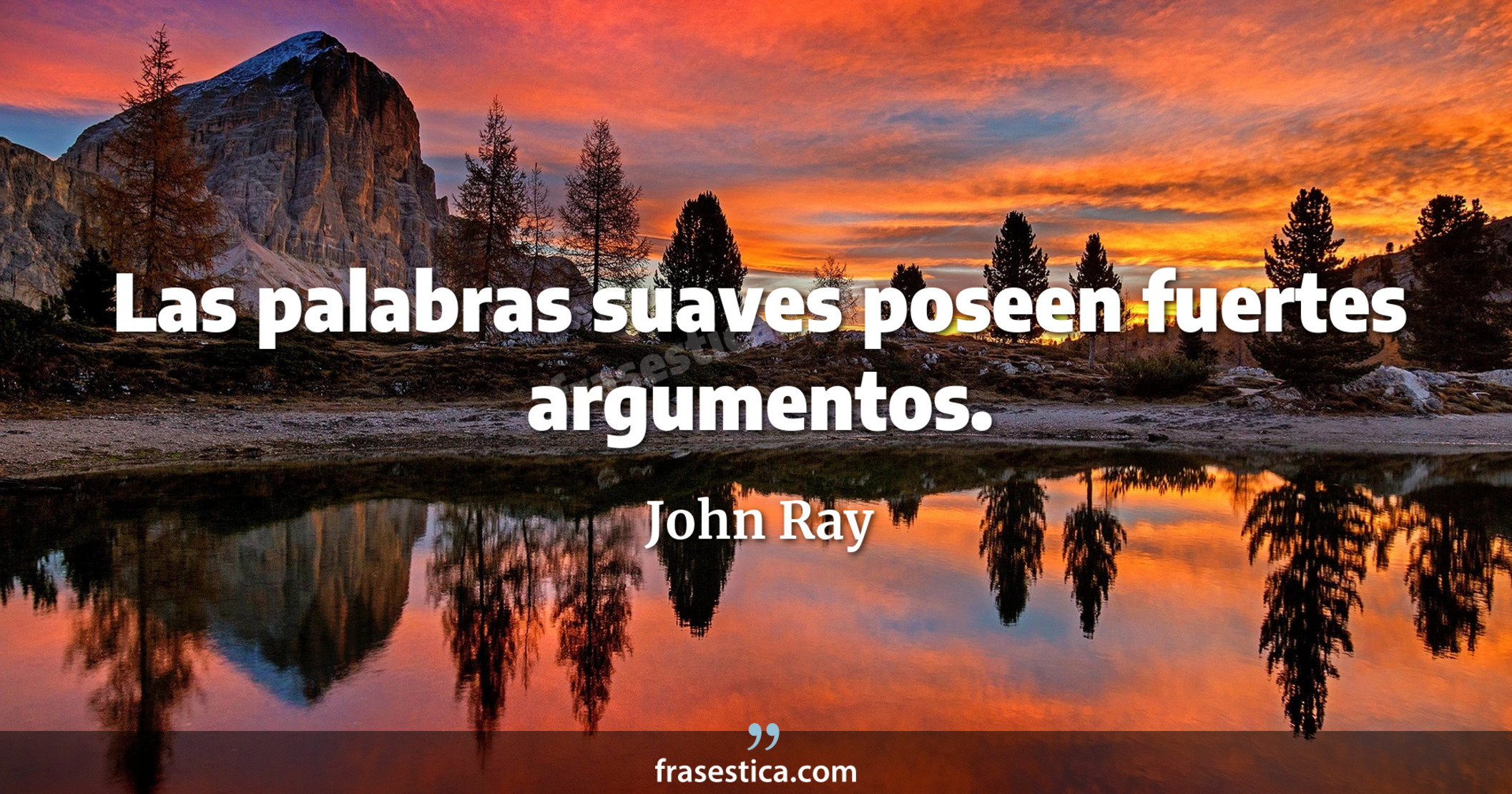 Las palabras suaves poseen fuertes argumentos.  - John Ray