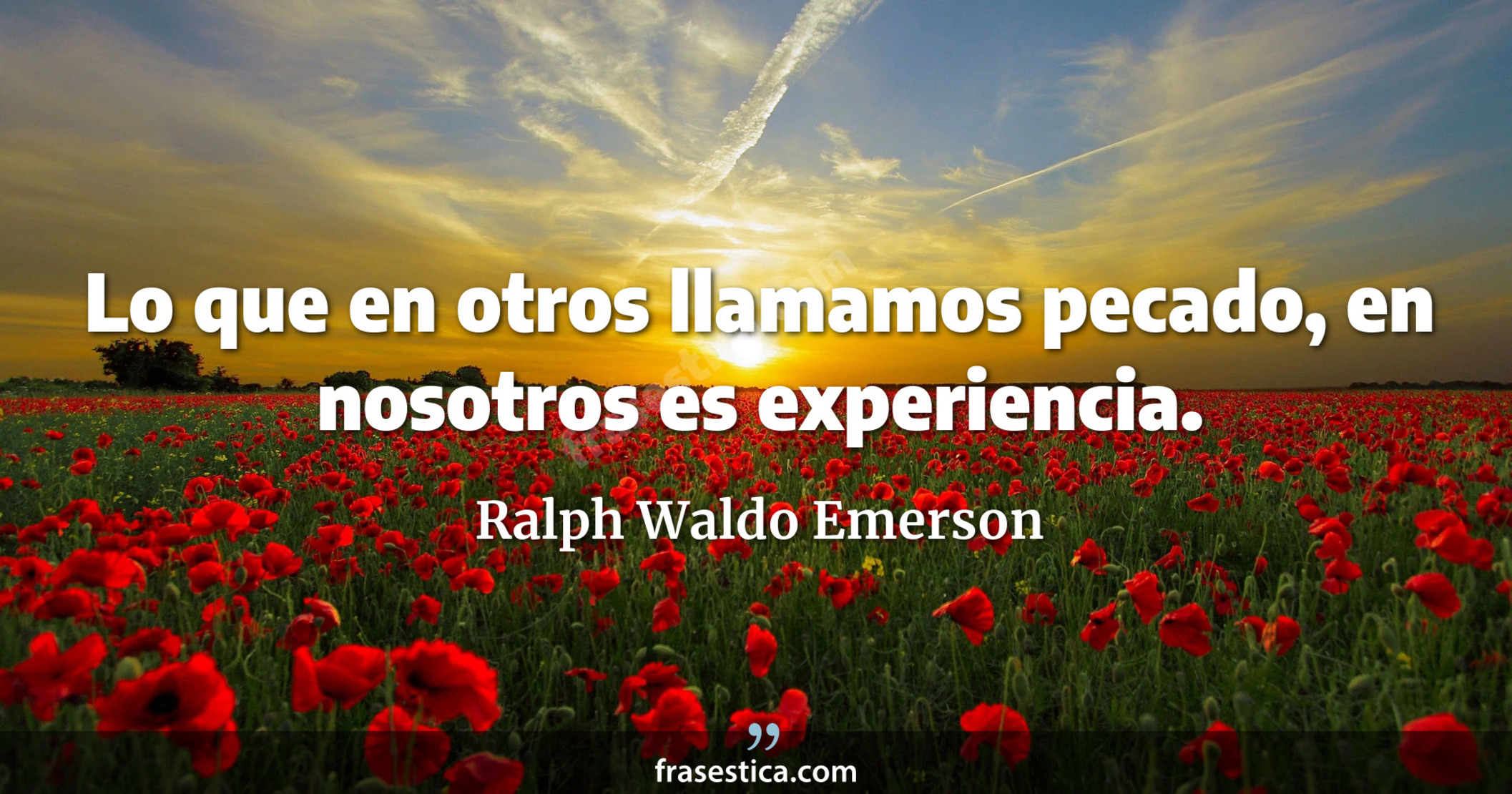 Lo que en otros llamamos pecado, en nosotros es experiencia. - Ralph Waldo Emerson