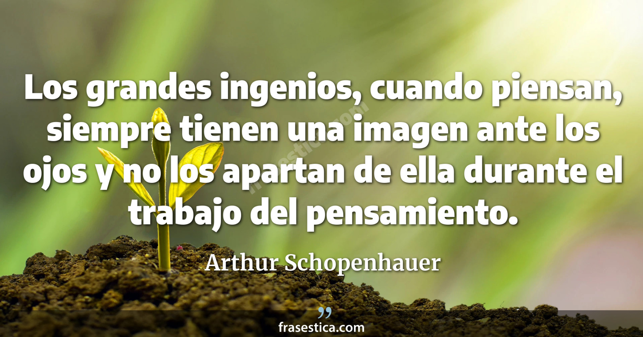 Los grandes ingenios, cuando piensan, siempre tienen una imagen ante los ojos y no los apartan de ella durante el trabajo del pensamiento. - Arthur Schopenhauer