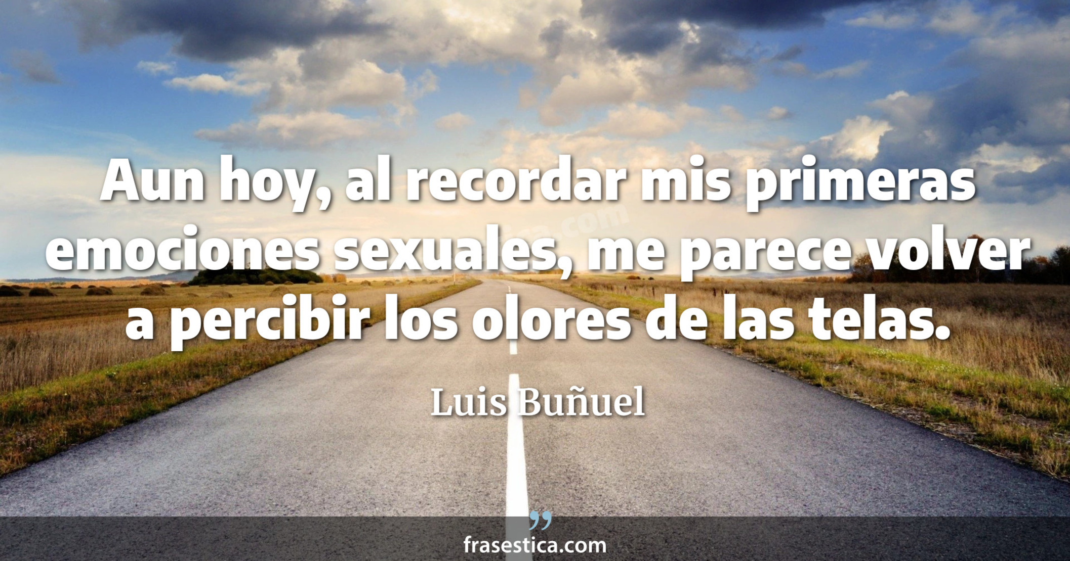 Aun hoy, al recordar mis primeras emociones sexuales, me parece volver a percibir los olores de las telas. - Luis Buñuel