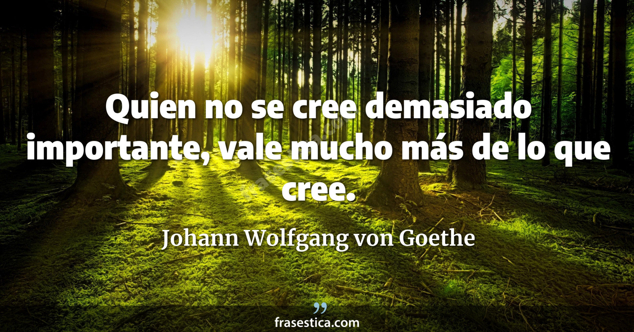 Quien no se cree demasiado importante, vale mucho más de lo que cree. - Johann Wolfgang von Goethe