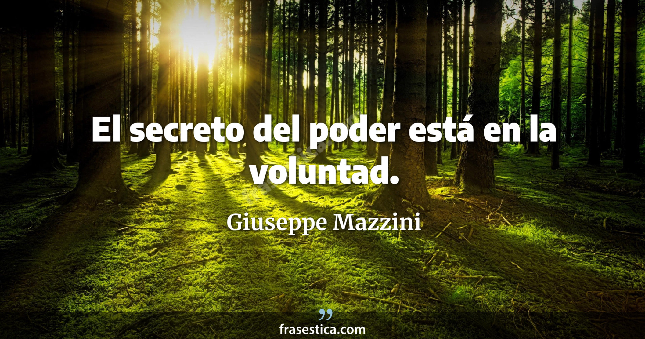 El secreto del poder está en la voluntad. - Giuseppe Mazzini