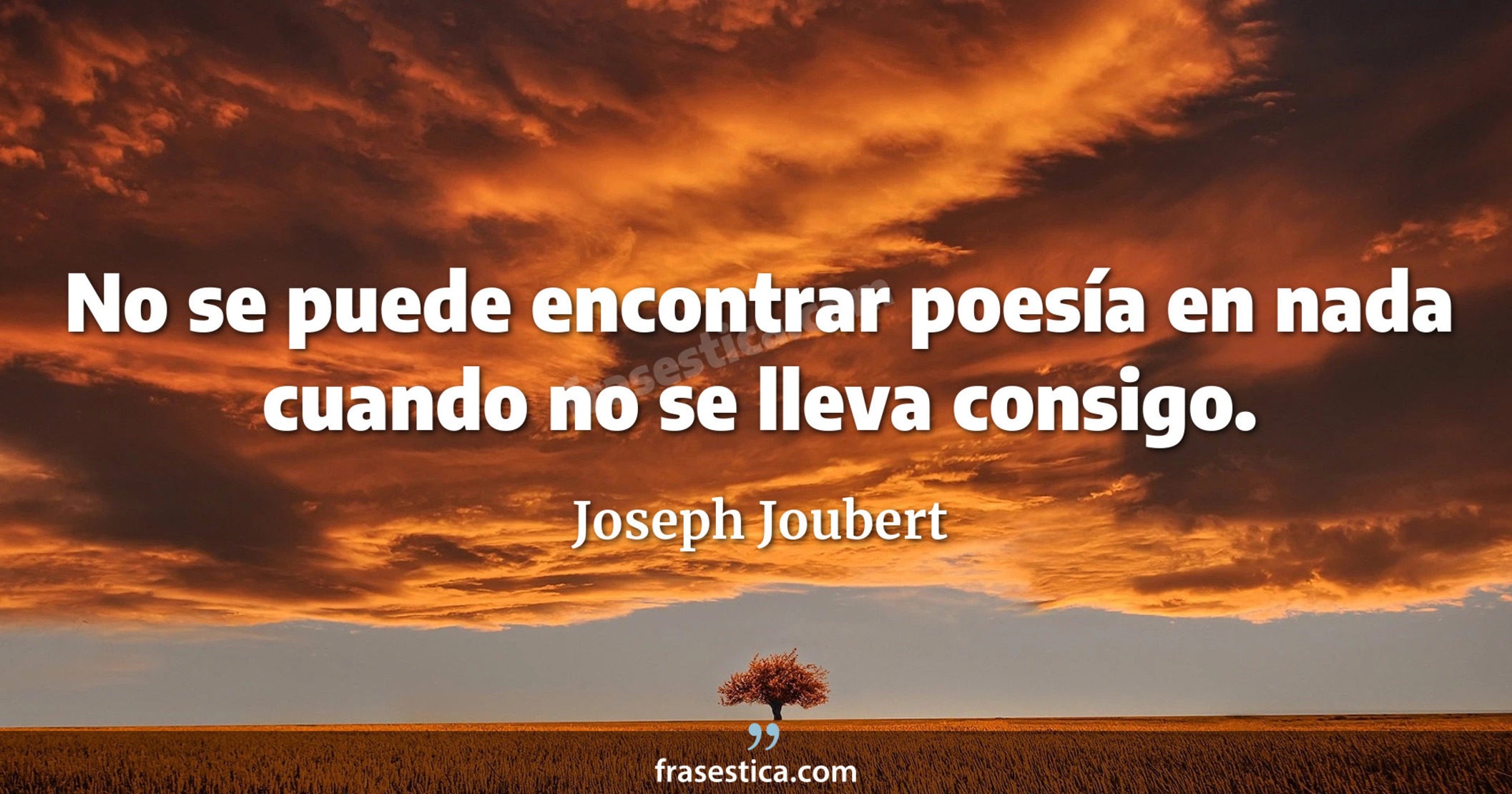 No se puede encontrar poesía en nada cuando no se lleva consigo. - Joseph Joubert