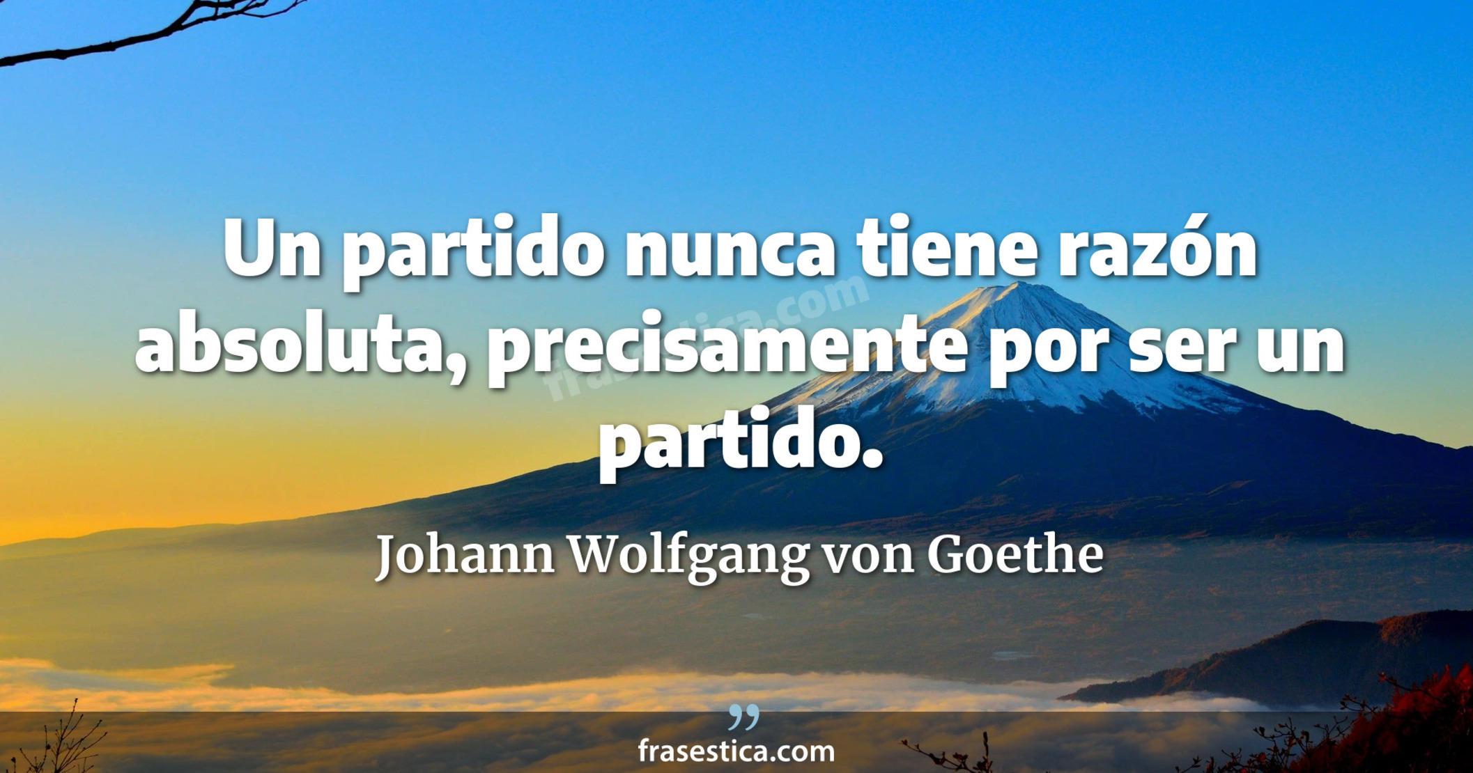 Un partido nunca tiene razón absoluta, precisamente por ser un partido. - Johann Wolfgang von Goethe