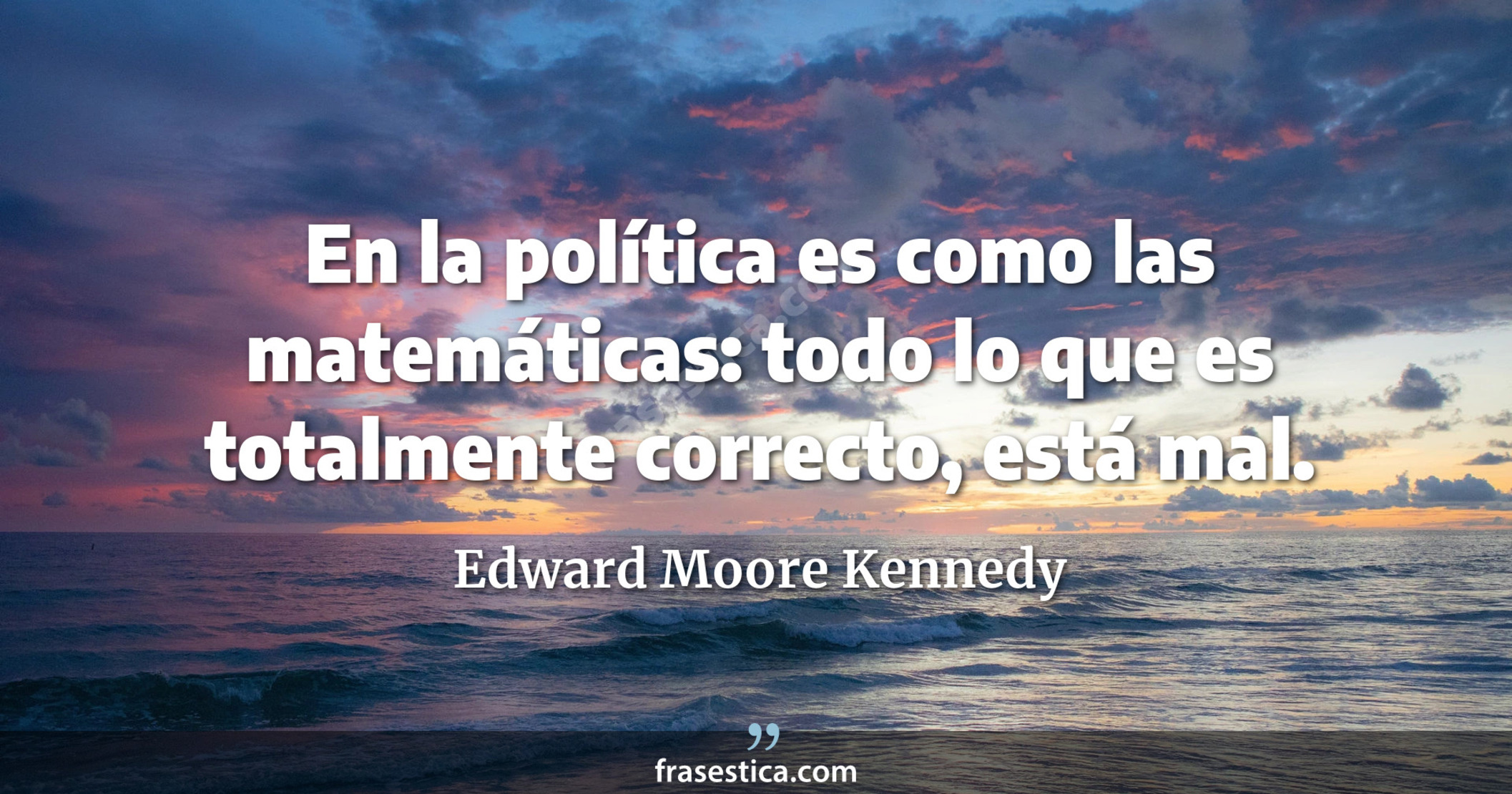 En la política es como las matemáticas: todo lo que es totalmente correcto, está mal. - Edward Moore Kennedy