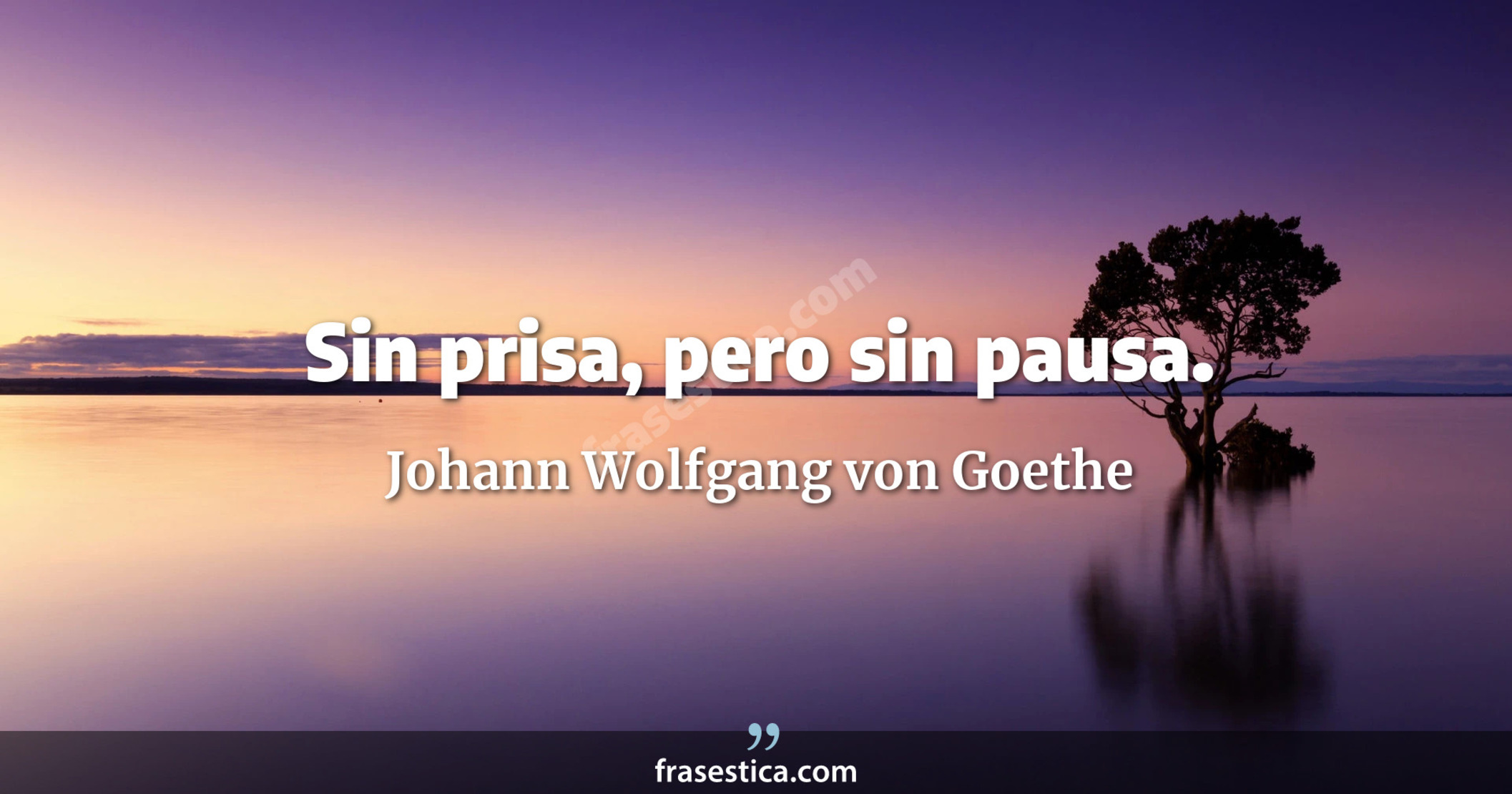 Sin prisa, pero sin pausa. - Johann Wolfgang von Goethe