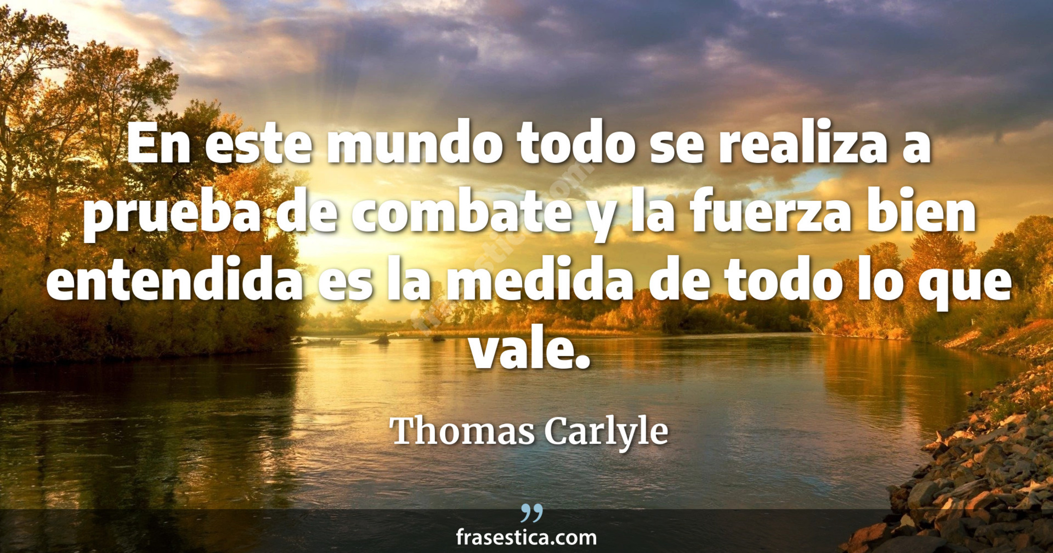 En este mundo todo se realiza a prueba de combate y la fuerza bien entendida es la medida de todo lo que vale. - Thomas Carlyle