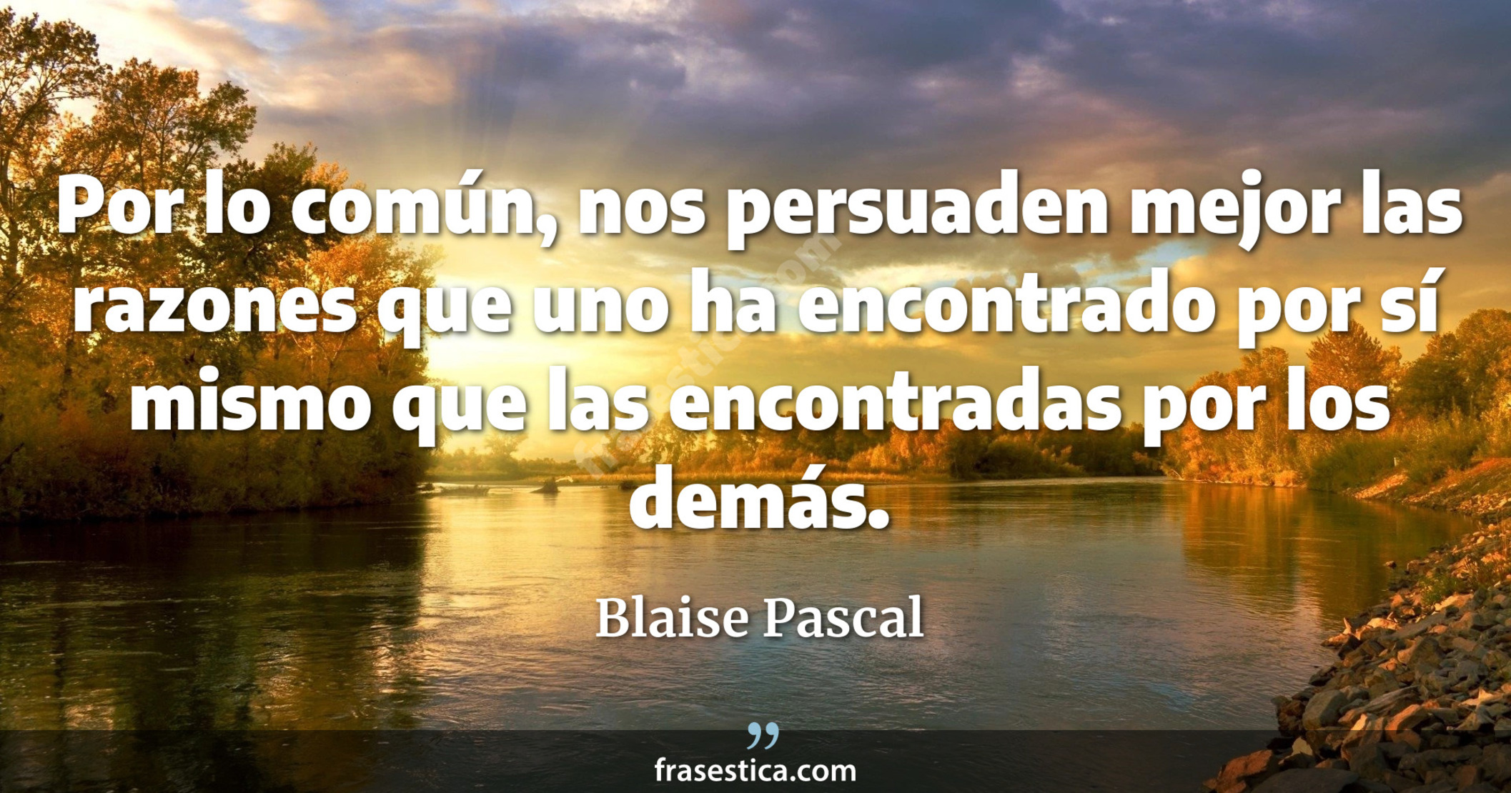 Por lo común, nos persuaden mejor las razones que uno ha encontrado por sí mismo que las encontradas por los demás. - Blaise Pascal
