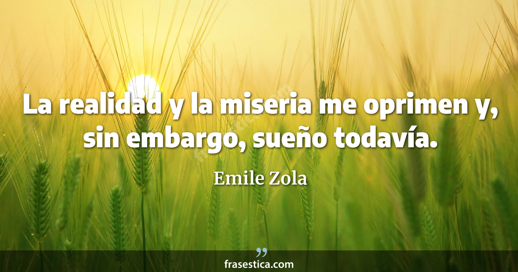 La realidad y la miseria me oprimen y, sin embargo, sueño todavía. - Emile Zola