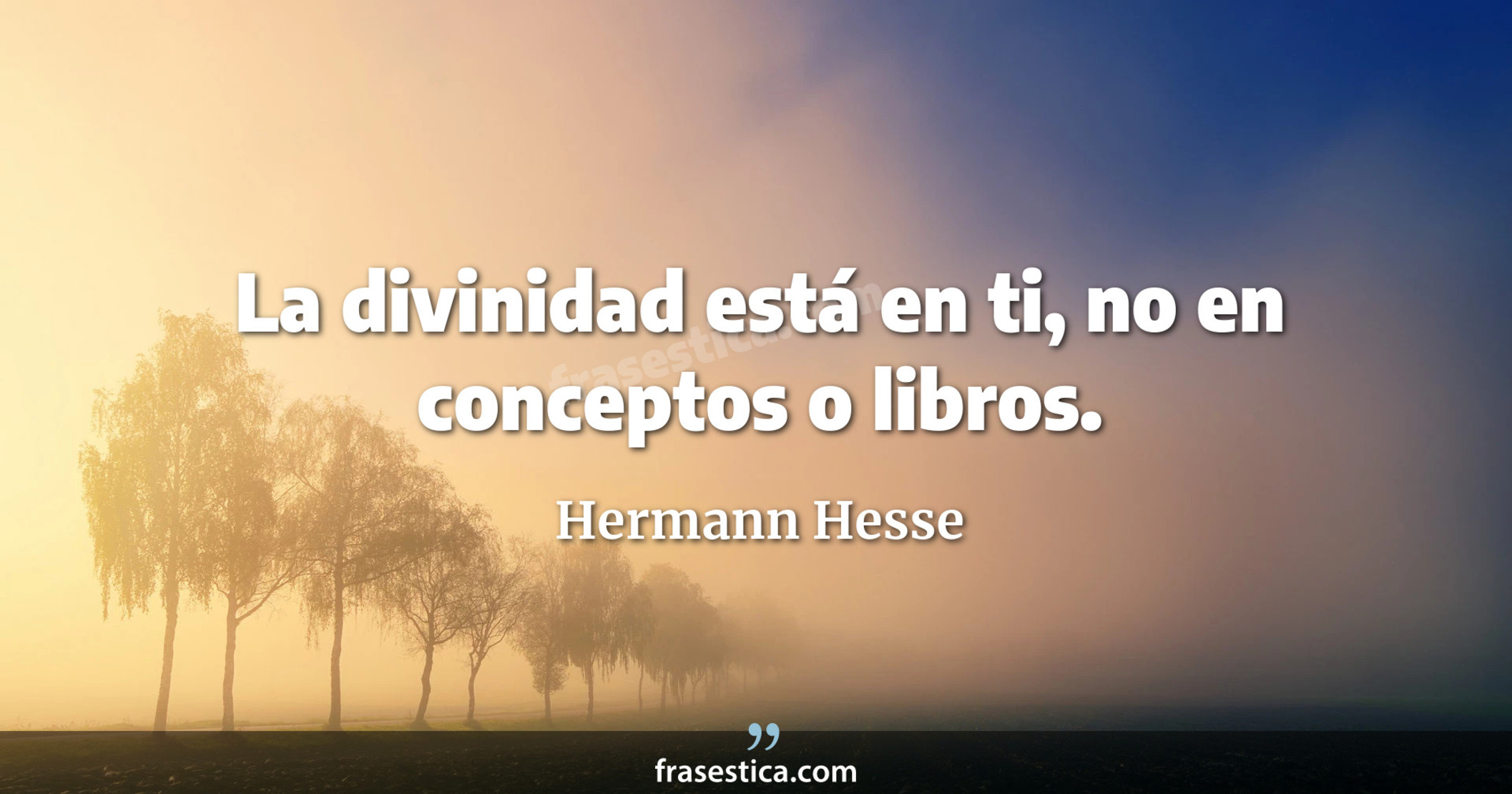 La divinidad está en ti, no en conceptos o libros. - Hermann Hesse