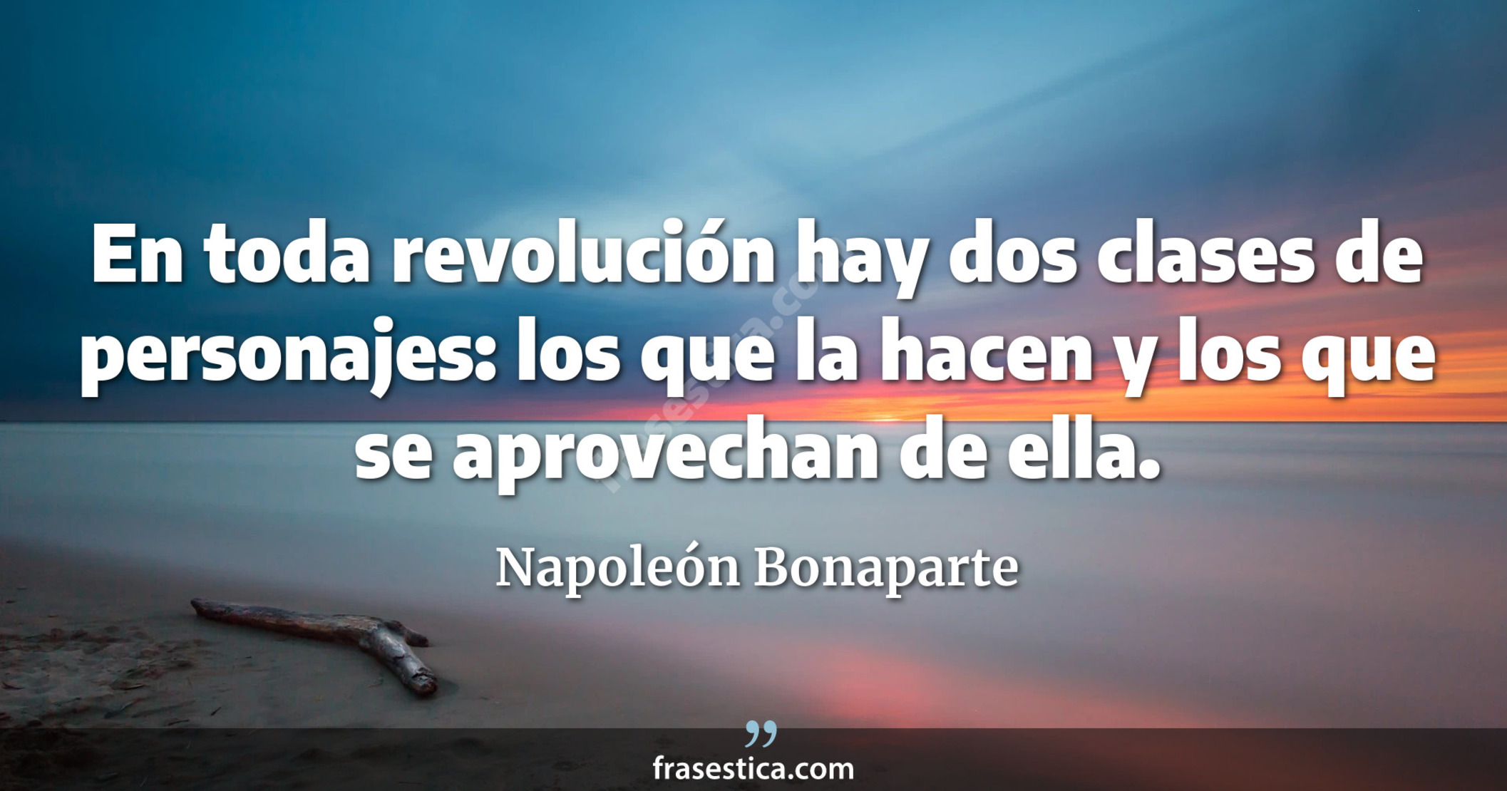 En toda revolución hay dos clases de personajes: los que la hacen y los que se aprovechan de ella. - Napoleón Bonaparte