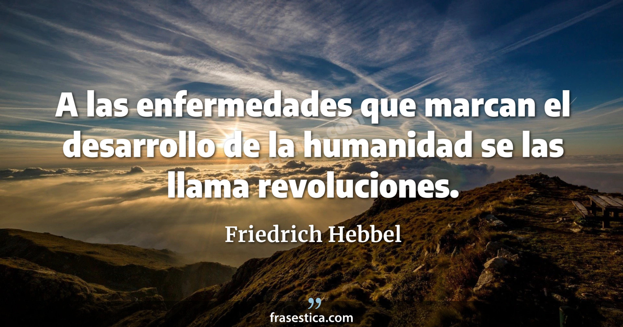 A las enfermedades que marcan el desarrollo de la humanidad se las llama revoluciones. - Friedrich Hebbel