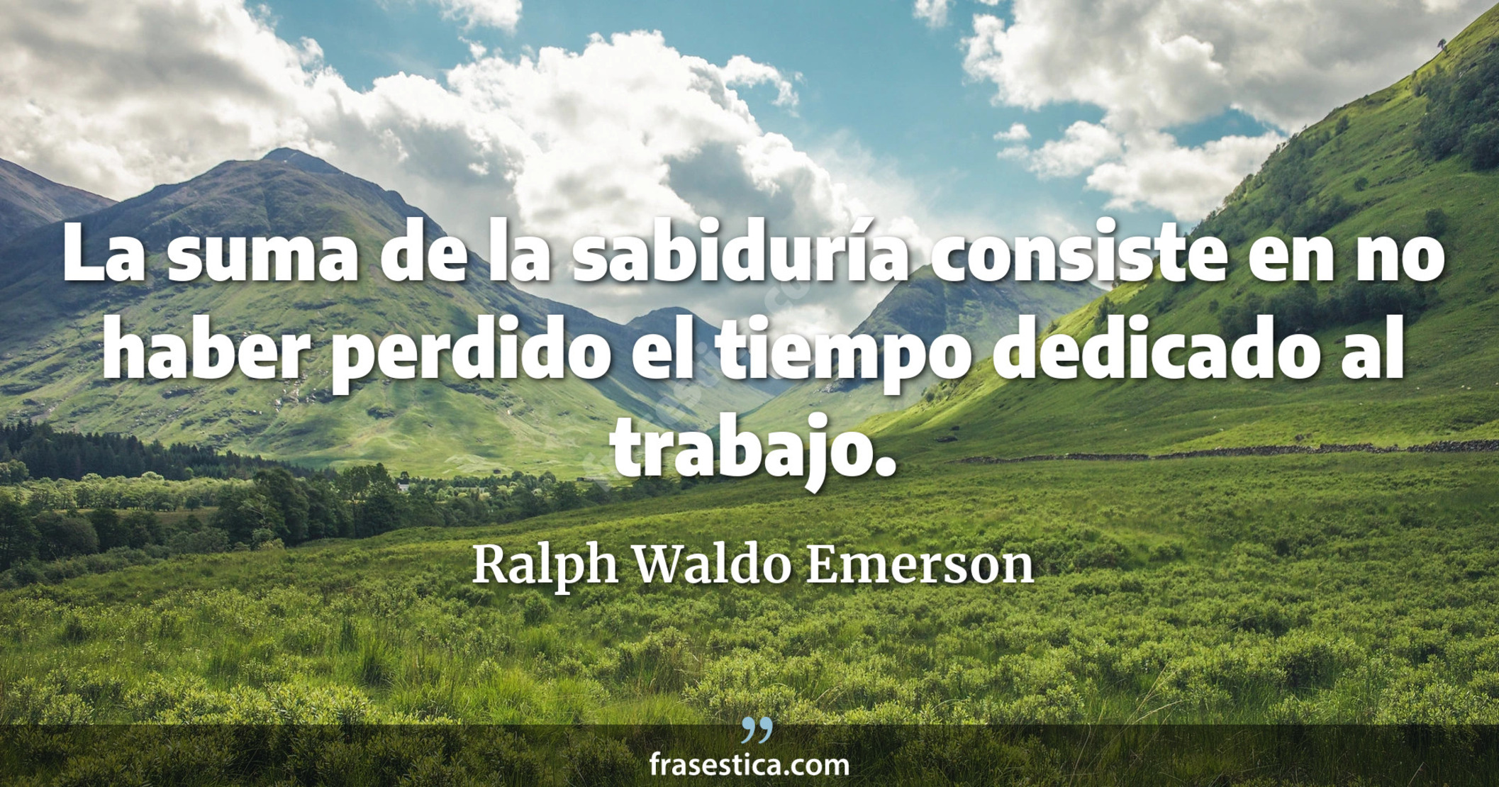 La suma de la sabiduría consiste en no haber perdido el tiempo dedicado al trabajo. - Ralph Waldo Emerson
