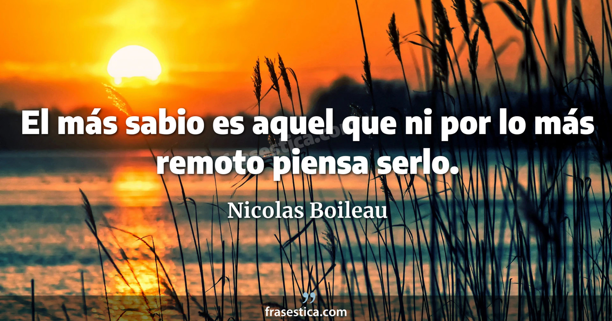 El más sabio es aquel que ni por lo más remoto piensa serlo. - Nicolas Boileau