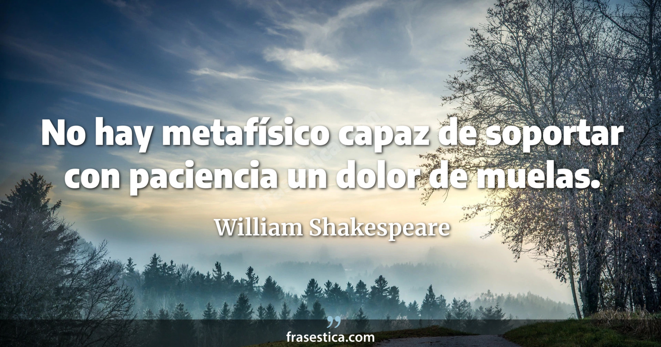No hay metafísico capaz de soportar con paciencia un dolor de muelas. - William Shakespeare