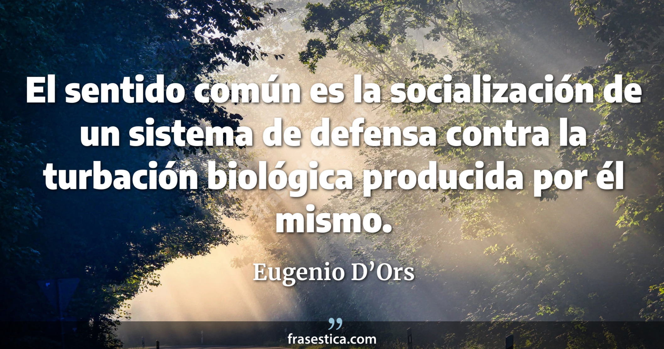 El sentido común es la socialización de un sistema de defensa contra la turbación biológica producida por él mismo. - Eugenio D’Ors