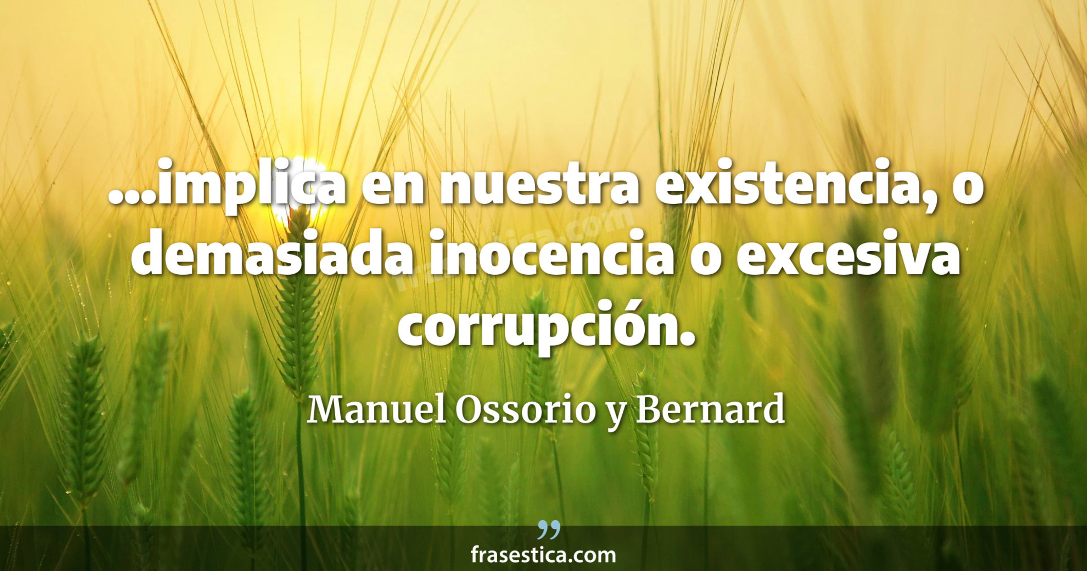 ...implica en nuestra existencia, o demasiada inocencia o excesiva corrupción. - Manuel Ossorio y Bernard