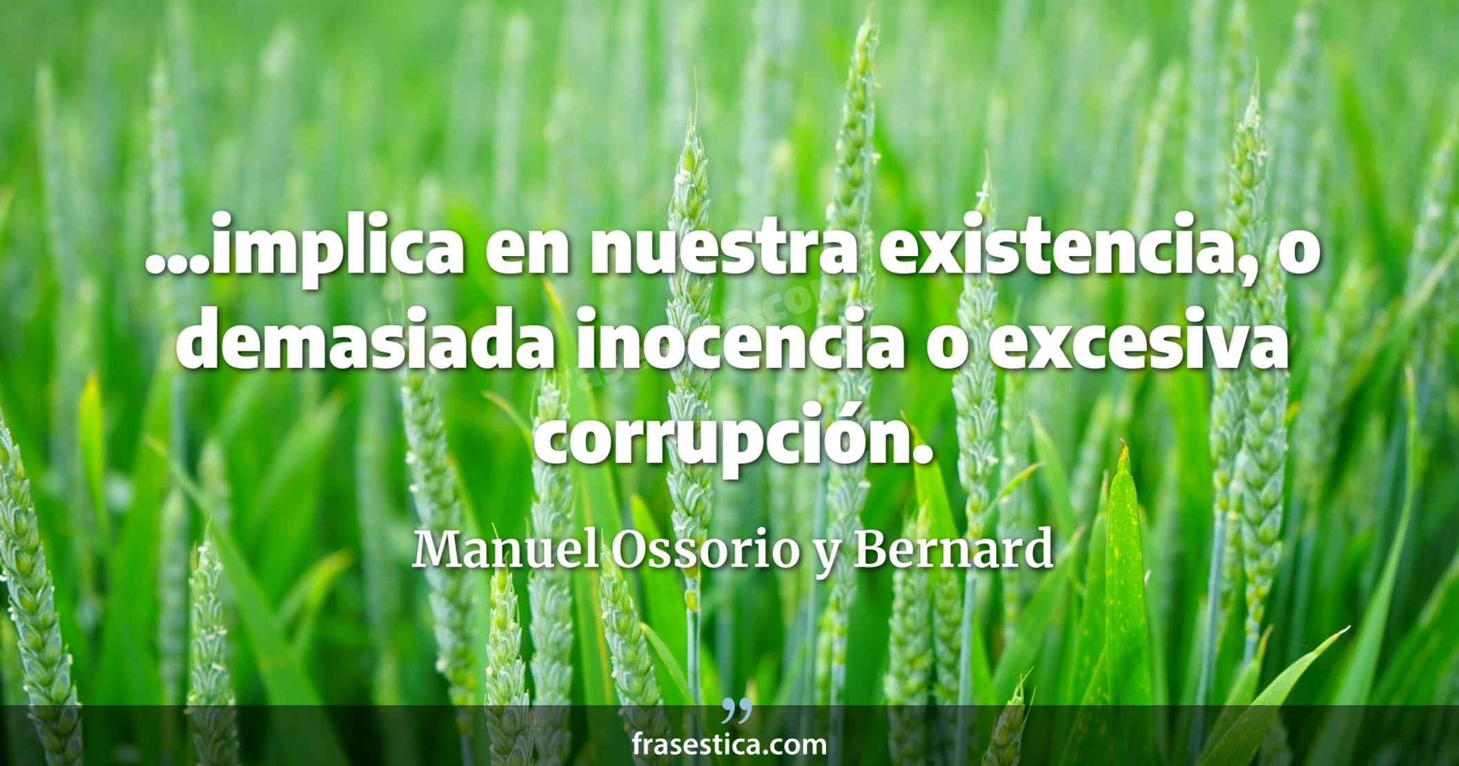 ...implica en nuestra existencia, o demasiada inocencia o excesiva corrupción. - Manuel Ossorio y Bernard