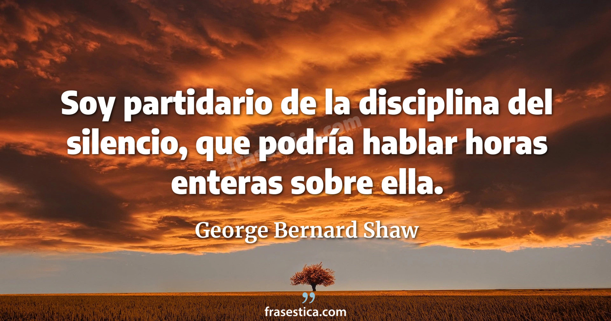 Soy partidario de la disciplina del silencio, que podría hablar horas enteras sobre ella. - George Bernard Shaw