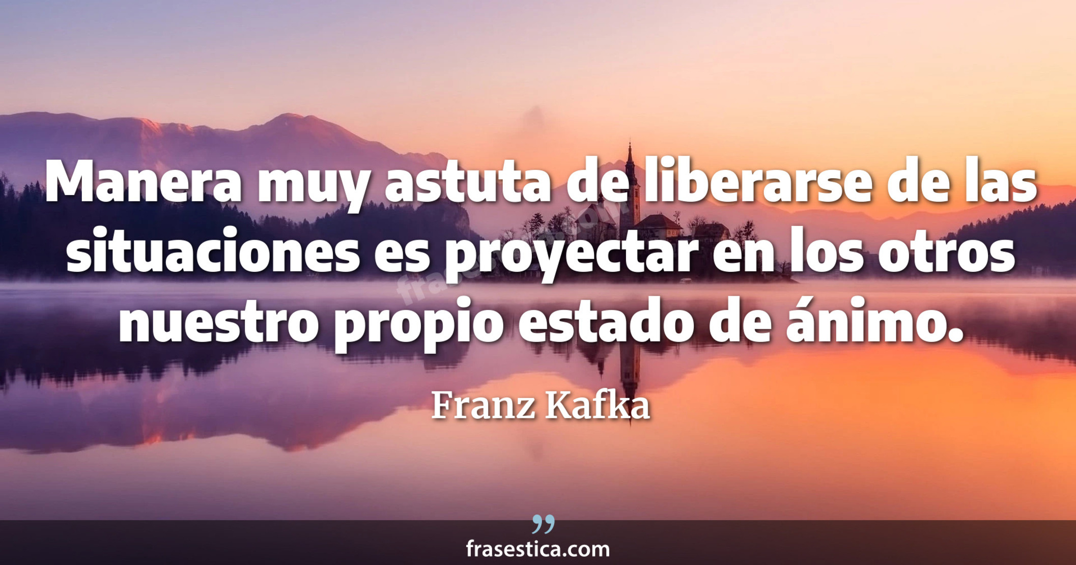 Manera muy astuta de liberarse de las situaciones es proyectar en los otros nuestro propio estado de ánimo. - Franz Kafka