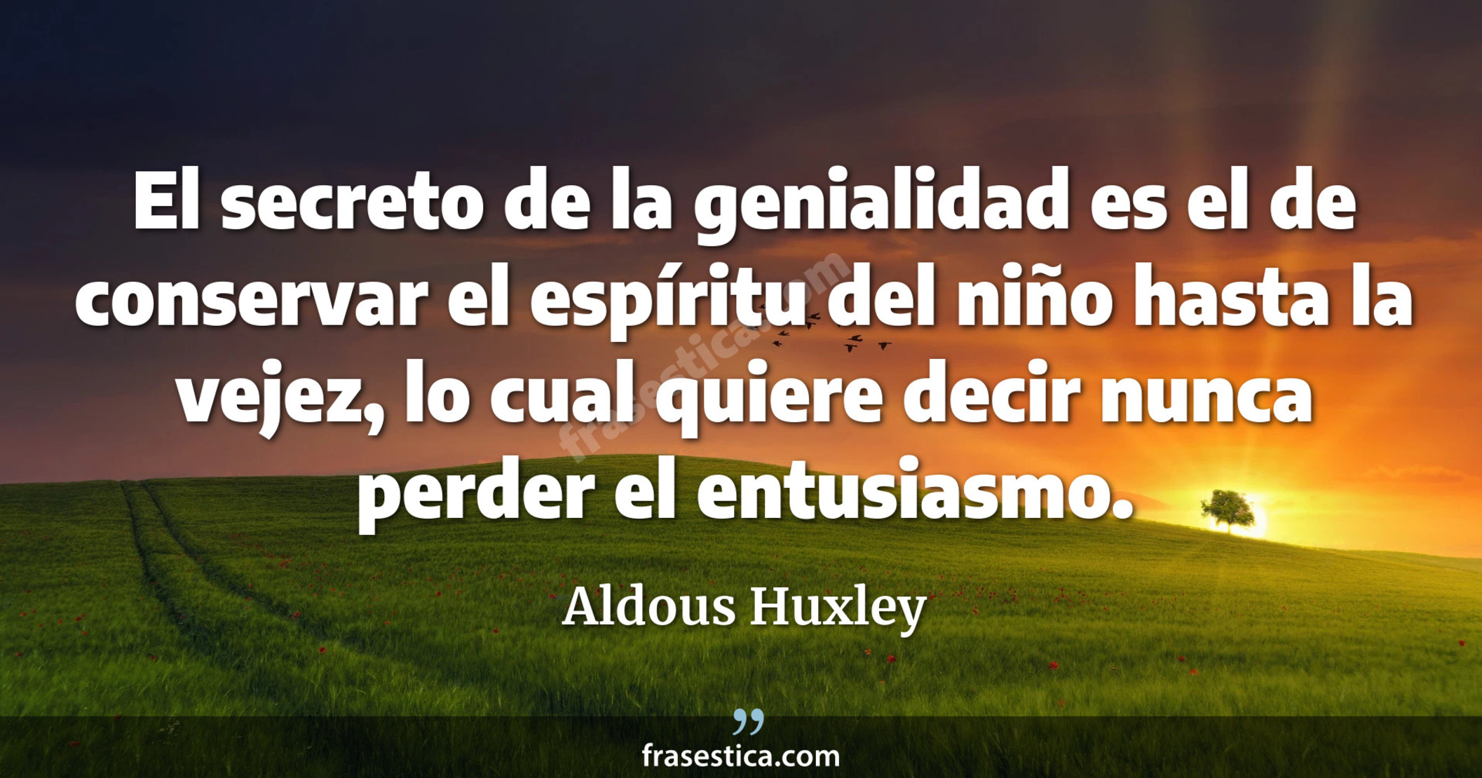 El secreto de la genialidad es el de conservar el espíritu del niño hasta la vejez, lo cual quiere decir nunca perder el entusiasmo. - Aldous Huxley